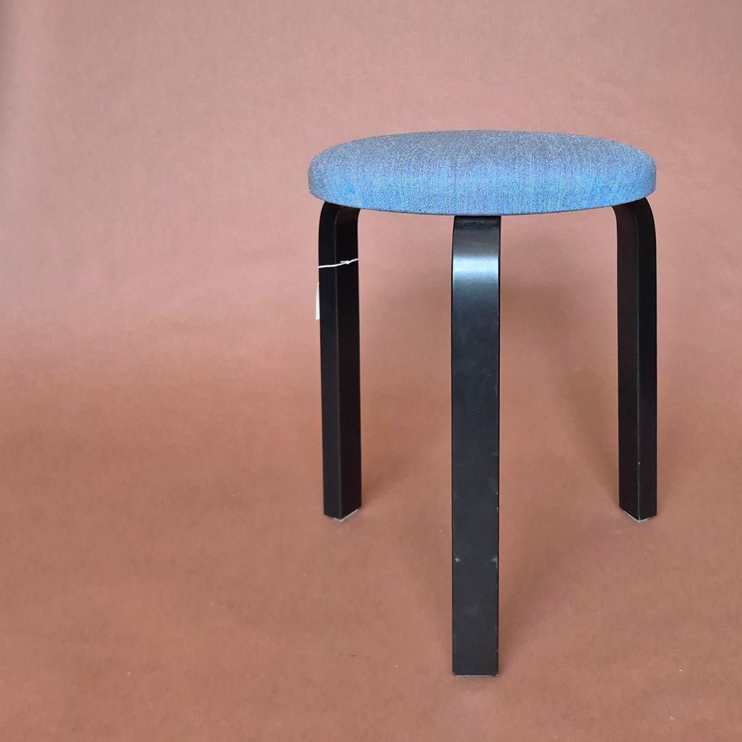 Artek Upholstered Stool 60 By Alvar Aalto: Modernist Mid Century Bent Plywood Style