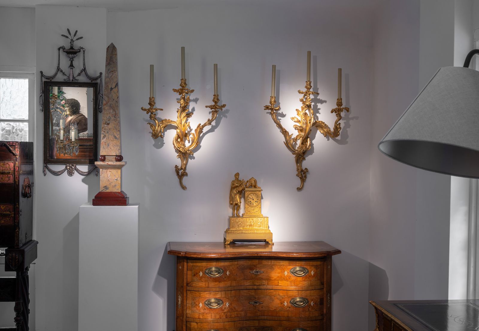 photo furniture Large French Empire Period Gilt Bronze Figural Mantel Clock Of Exceptional Quality