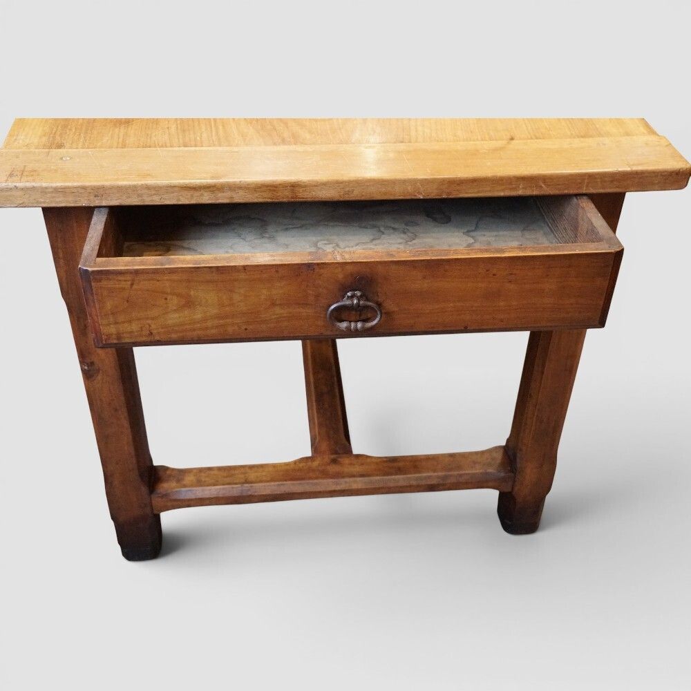 Antique Fruitwood Farmhouse Kitchen Table photo furniture