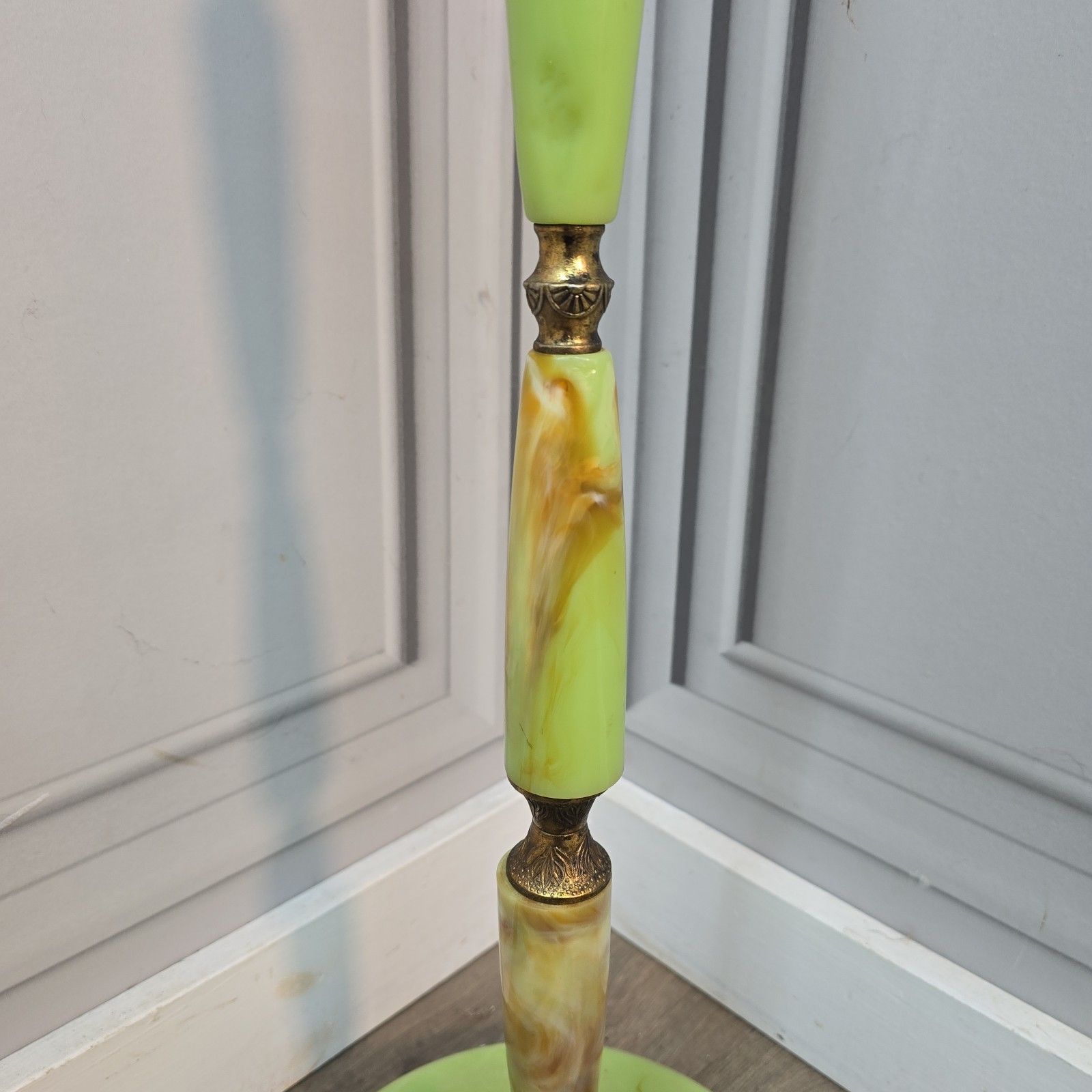 Vintage Standard Lamp Onyx Effect Resin Green Marble Effect Floor Light Rewire photo buy