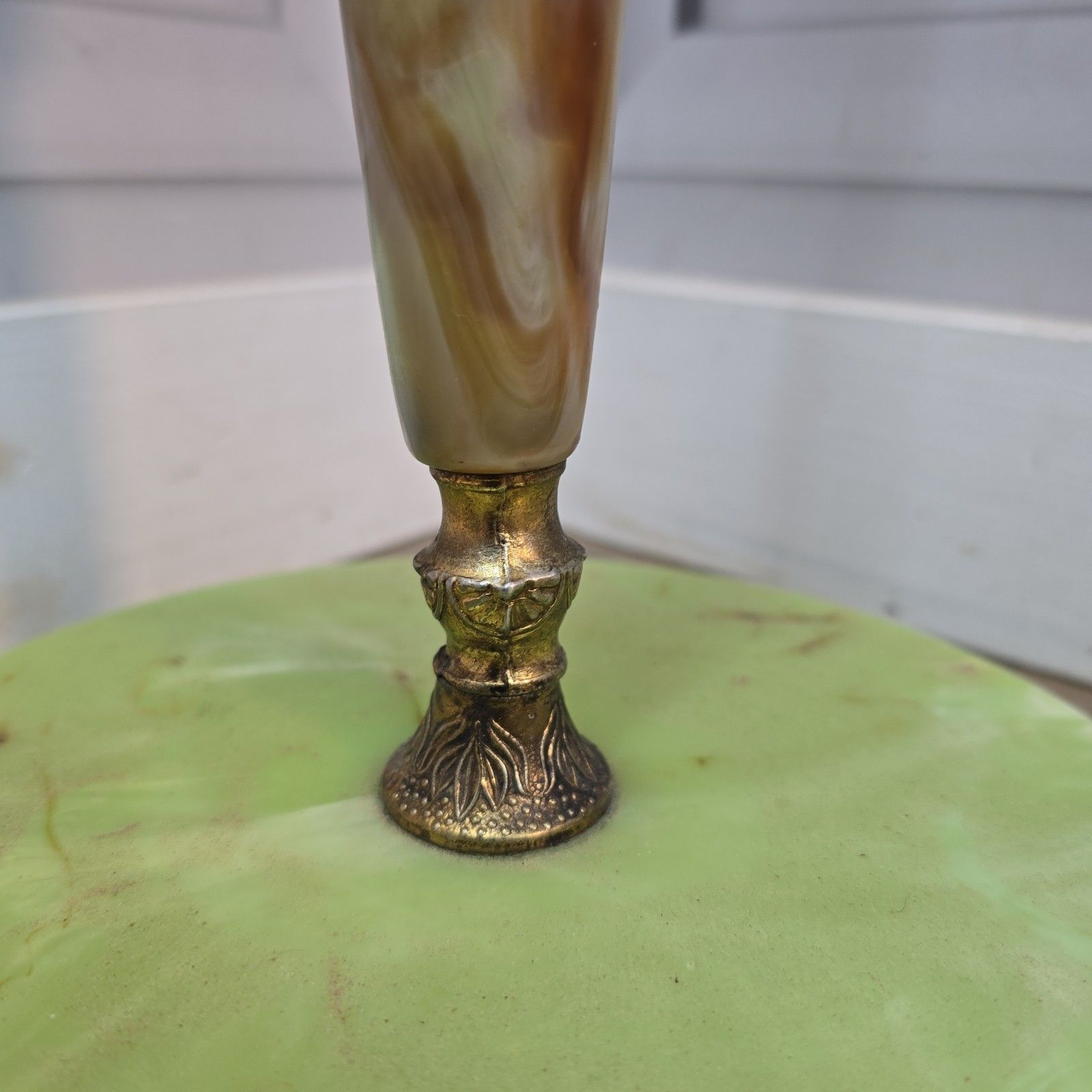 photo for sale Vintage Standard Lamp Onyx Effect Resin Green Marble Effect Floor Light Rewire
