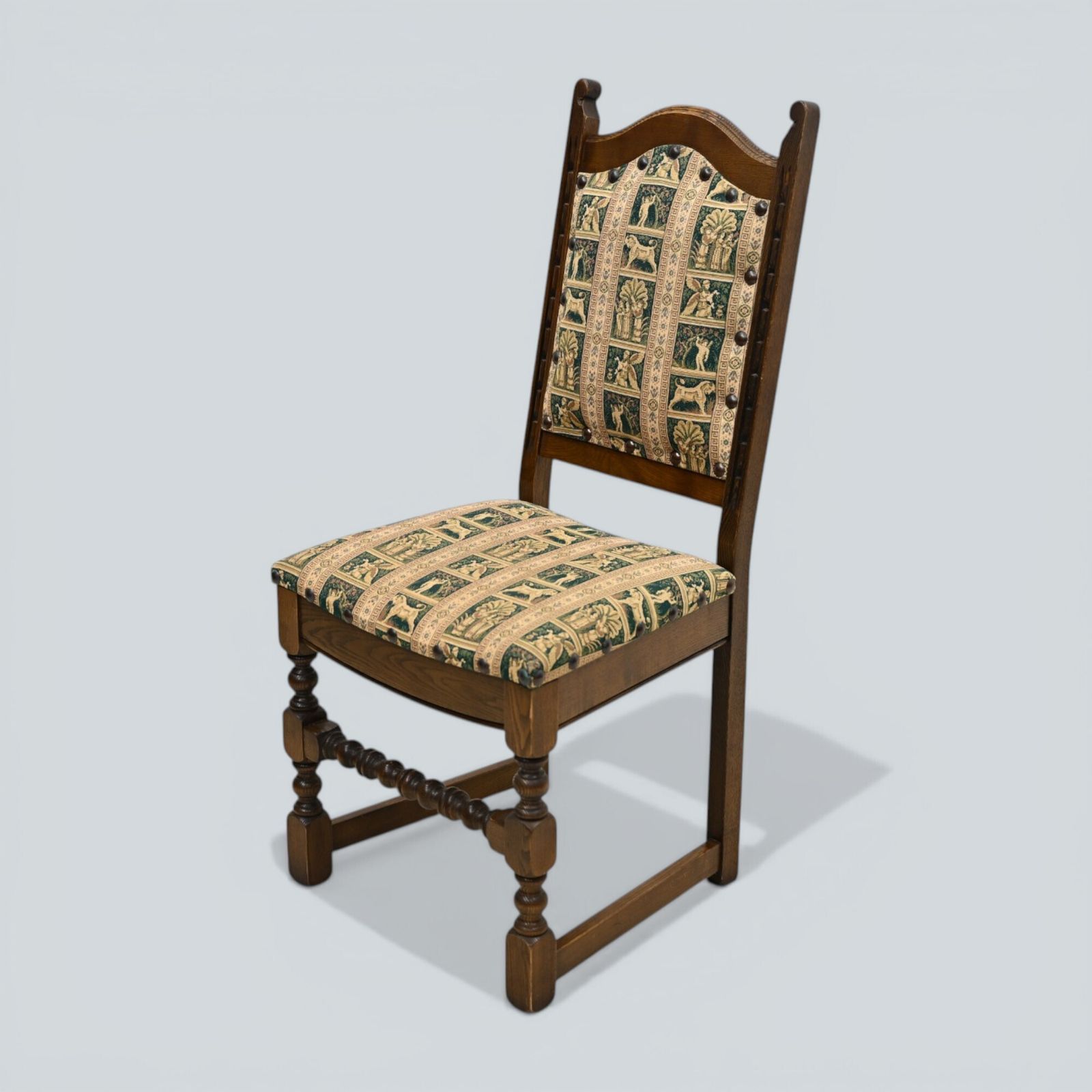 6 Old Charm Dining Chairs Premium Studded Upholstery Light Oak Free Uk Delivery* photo 687.0