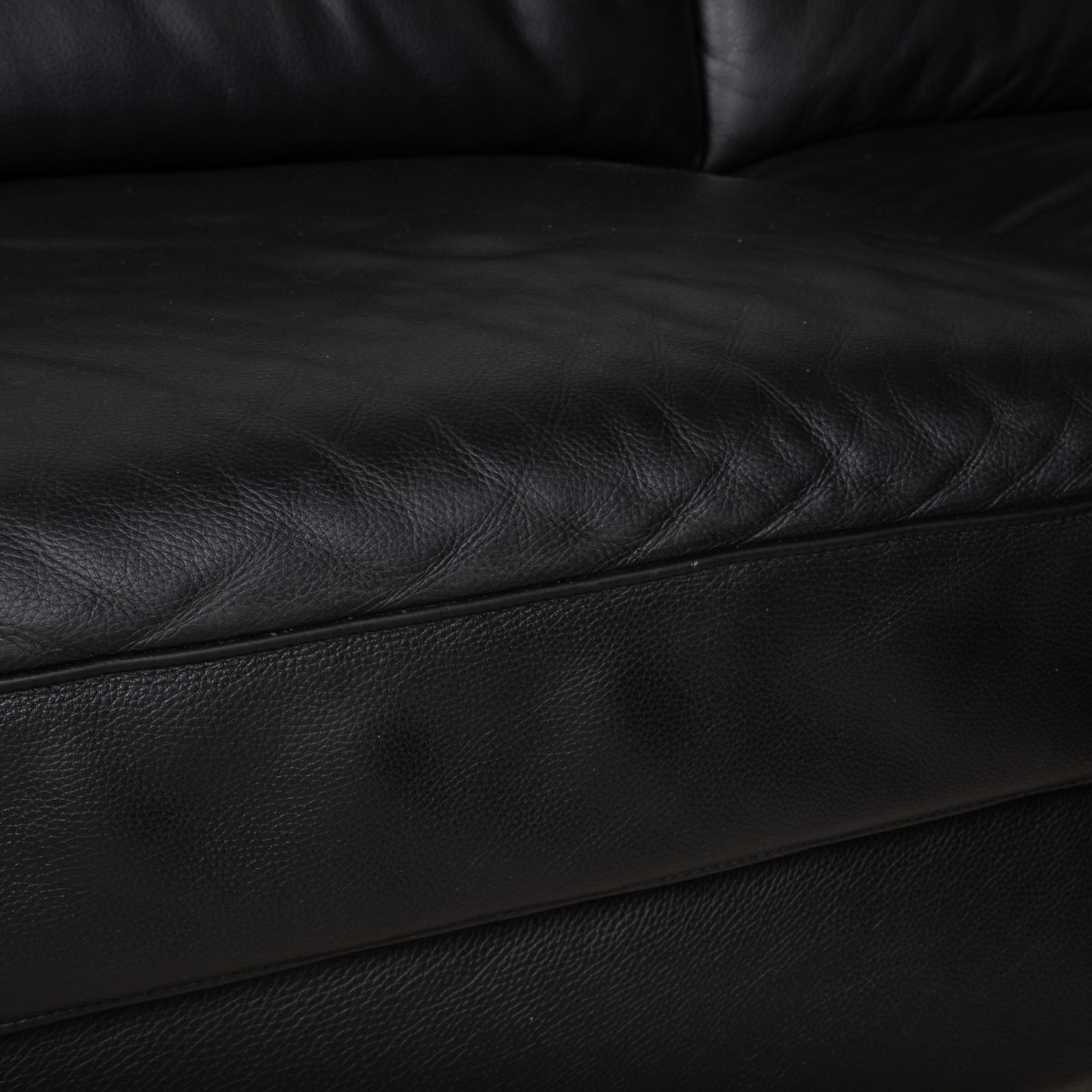 Ewald Schillig Leren Hoekbank Zwart Chaise Longue Rechts photo vinterior