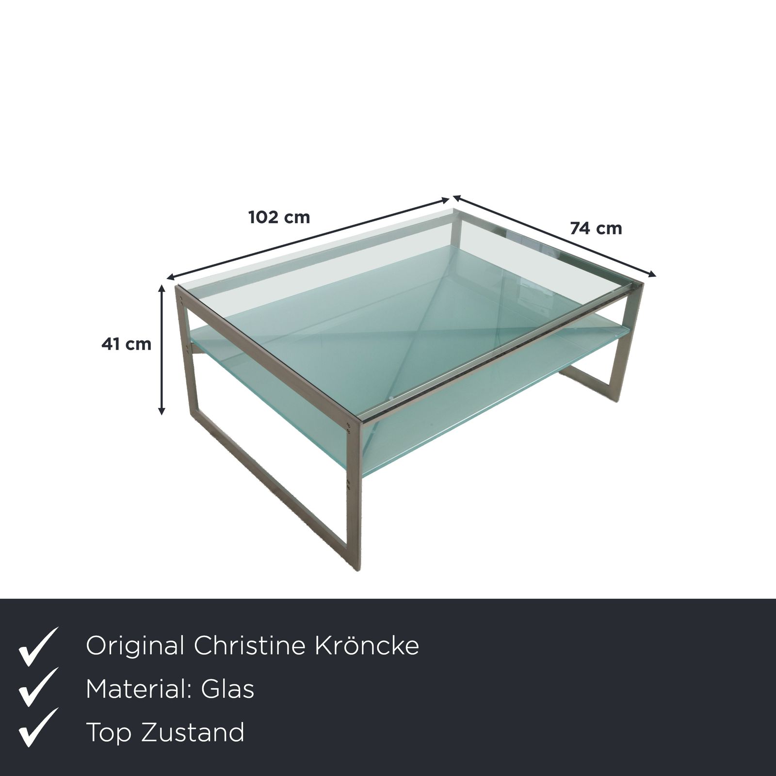 Table basse Christine Kröncke Carax en verre, gris argenté et bleu photo furniture