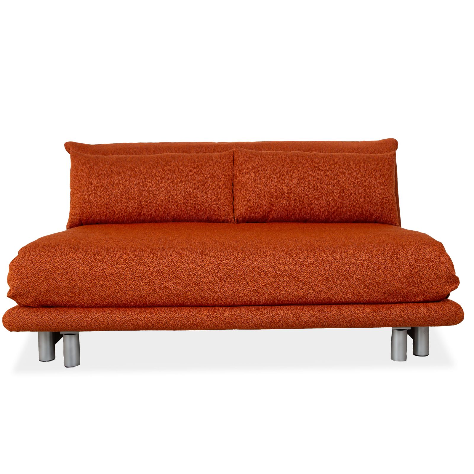 Canapé convertible manuel 3 places Ligne Roset Multy en tissu gris, structure argentée