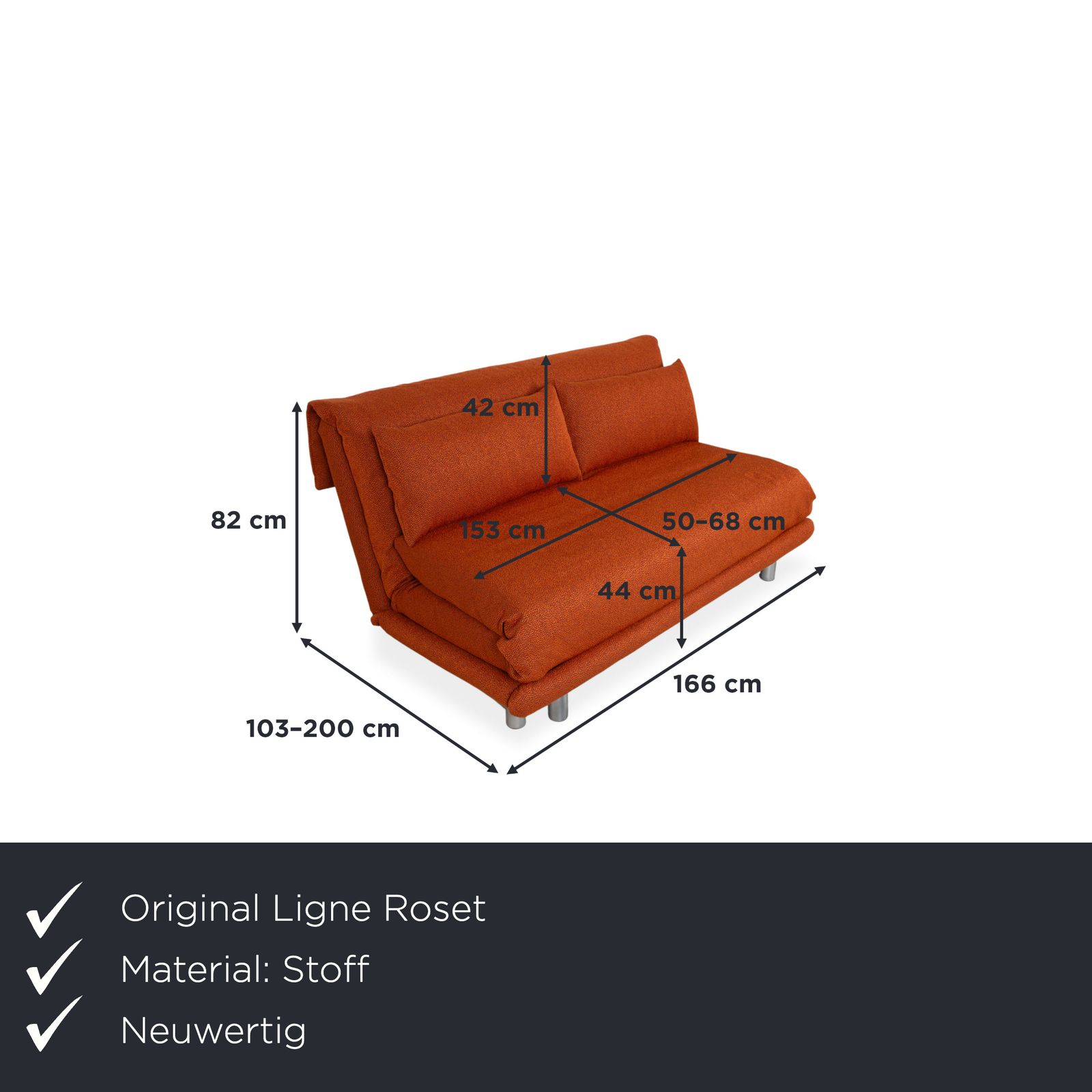 Canapé convertible manuel 3 places Ligne Roset Multy en tissu gris, structure argentée photo furniture