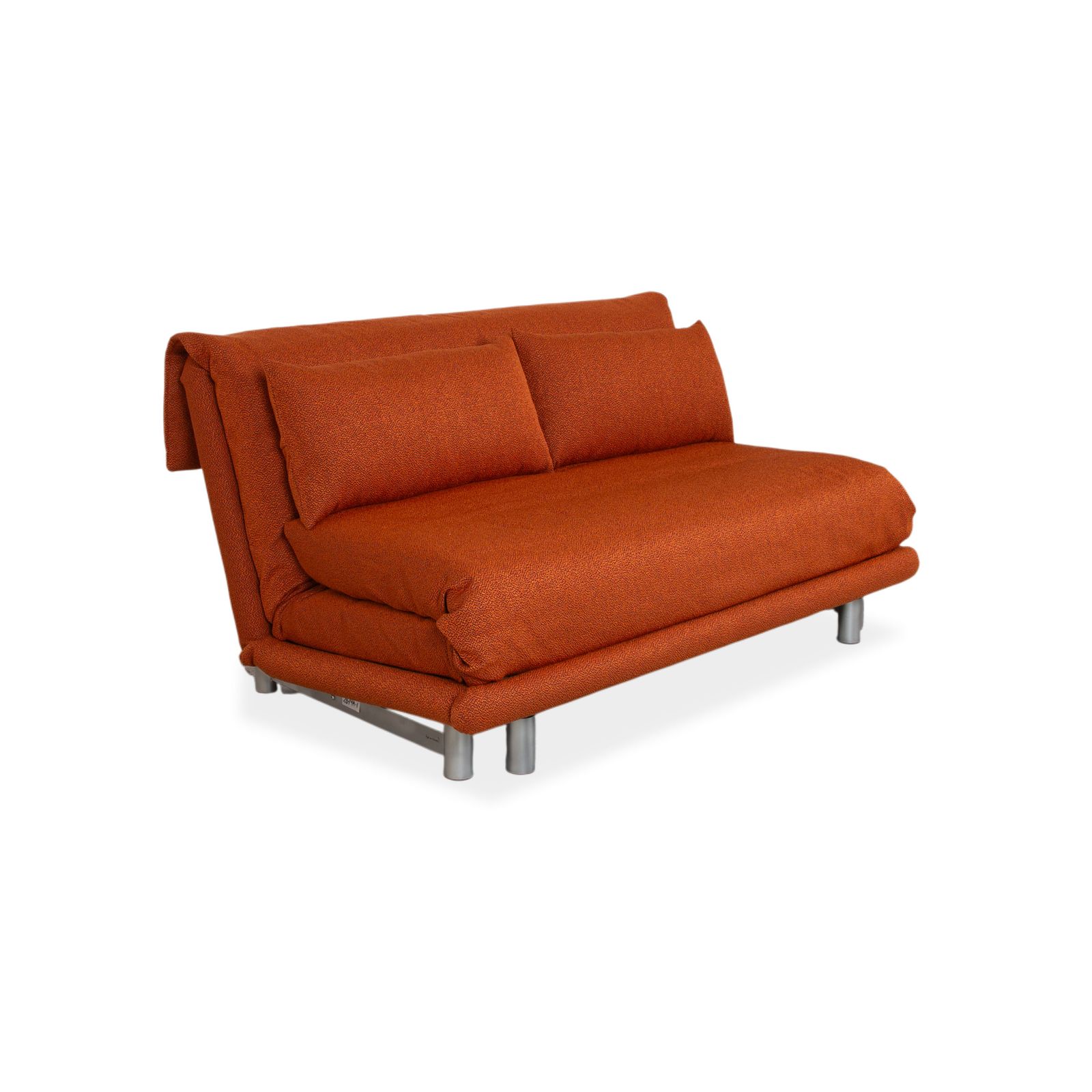 Canapé convertible manuel 3 places Ligne Roset Multy en tissu gris, structure argentée photo for sale