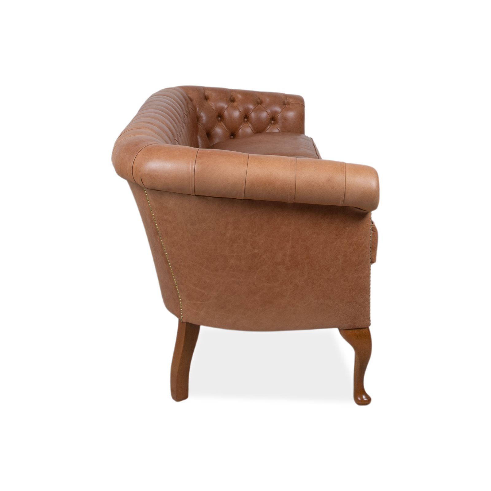 photo for sale Von Wilmowsky Chesterfield Leather Three Seater Brown Sofa Vintage