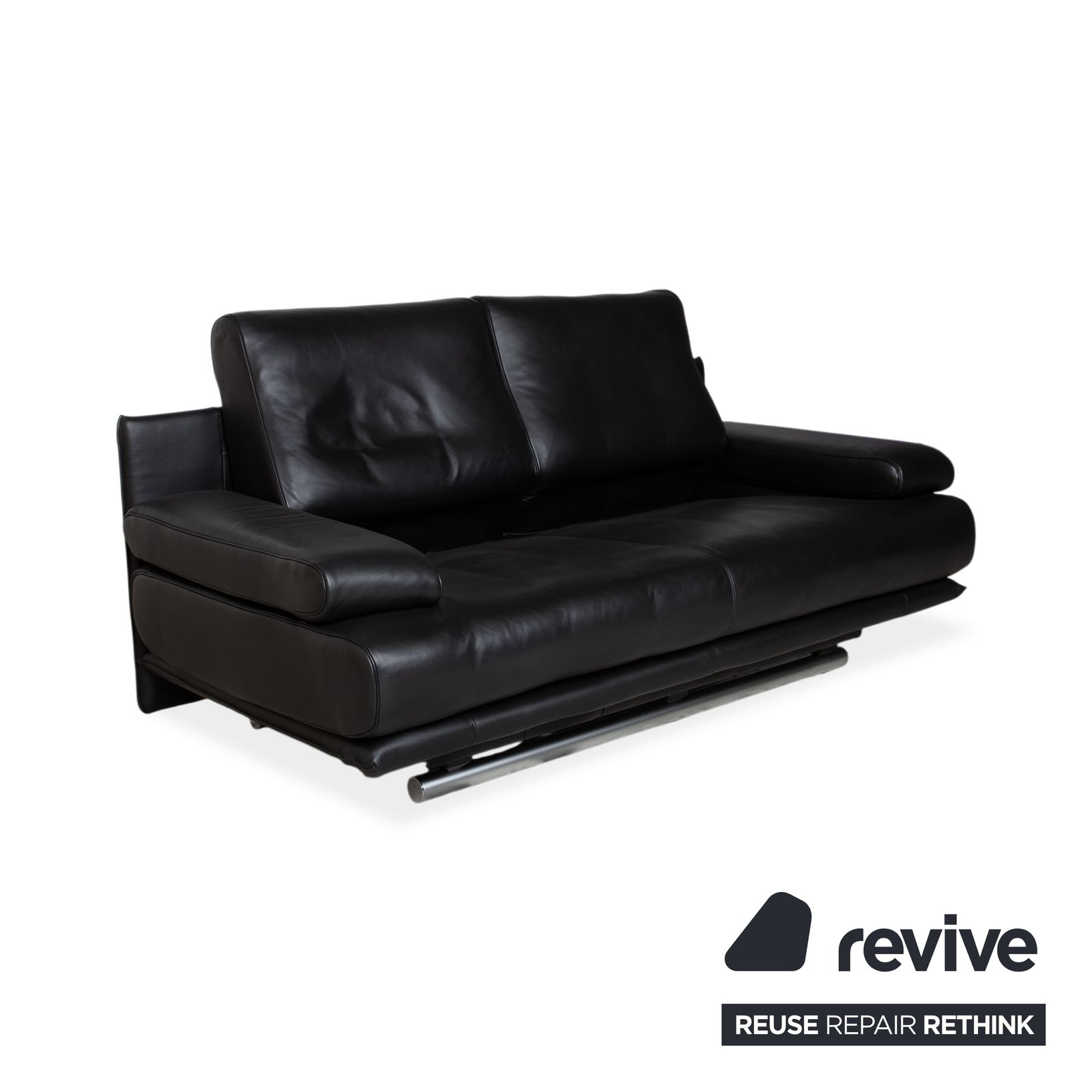 Canapé 2 places en cuir Rolf Benz 6500 noir, fonction manuelle photo for sale