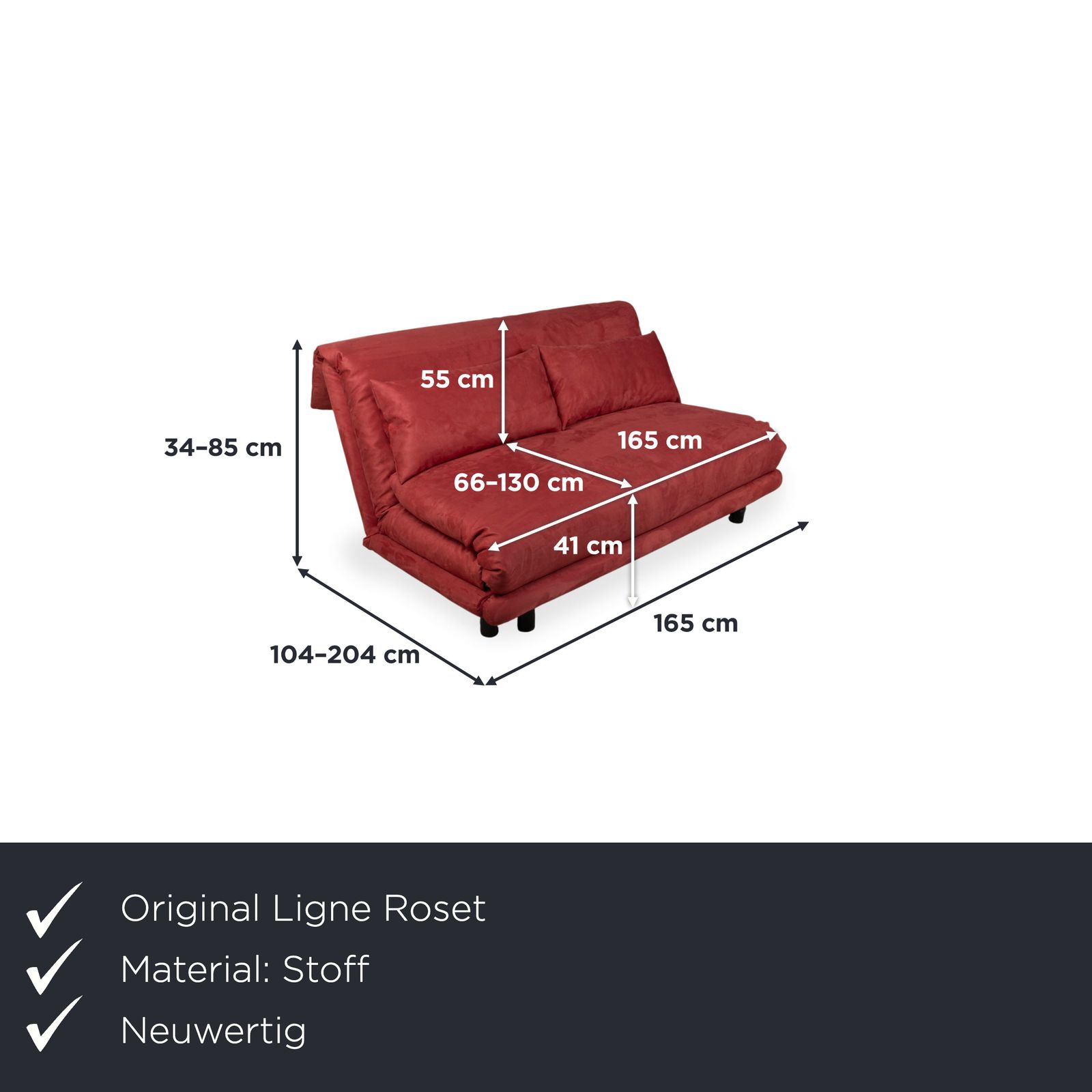 Canapé Ligne Roset Multy 3 places rouge, fonction couchage, fonction manuelle photo furniture