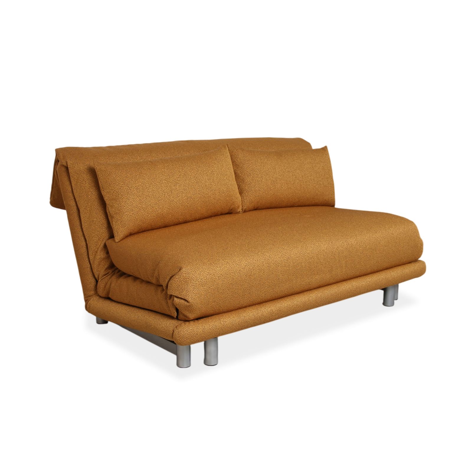 Canapé Ligne Roset Multy en tissu trois places, doré, fonction lit manuelle, cadre argenté, retapissé photo for sale