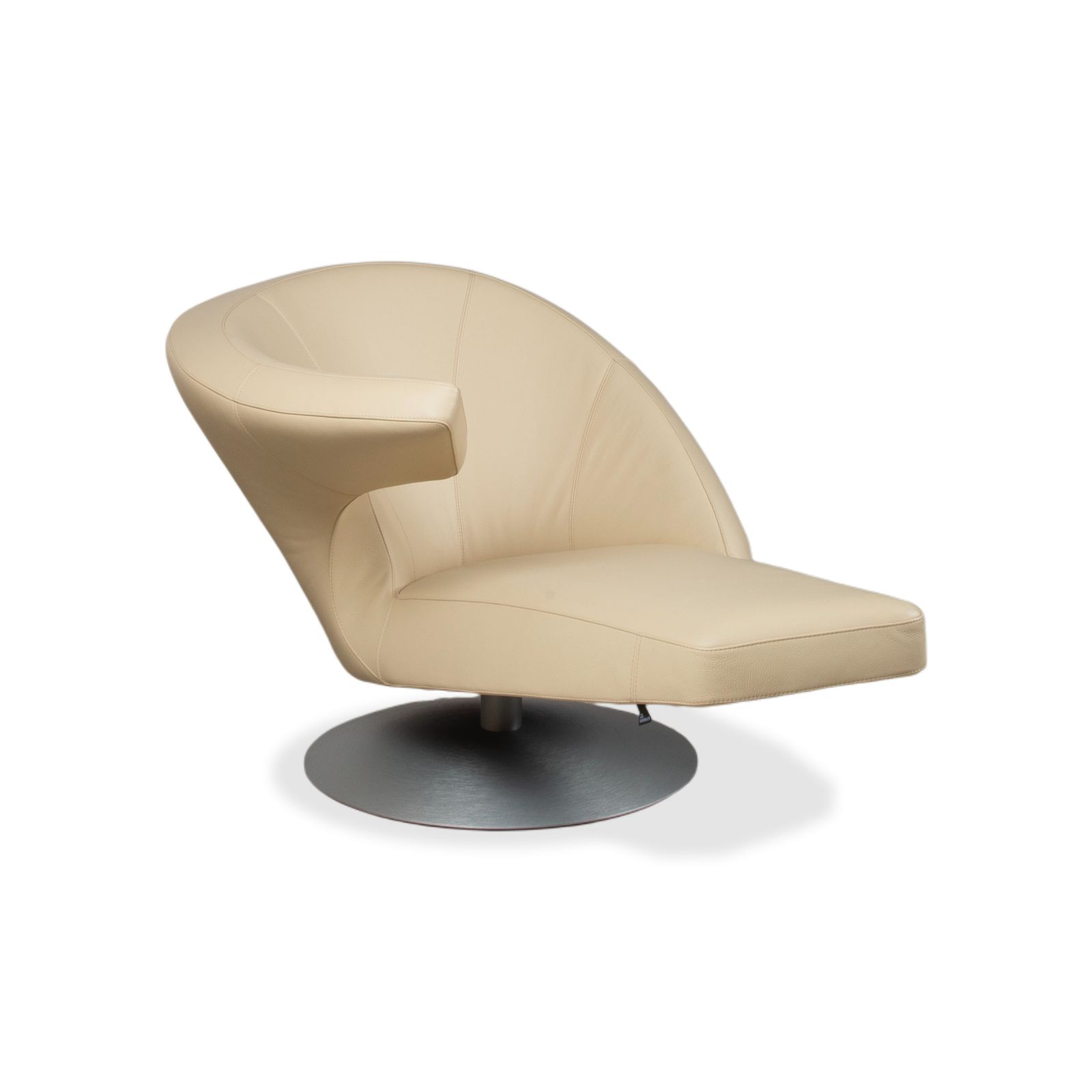 Fauteuil Leolux Parabolica en cuir crème, fonction manuelle photo for sale