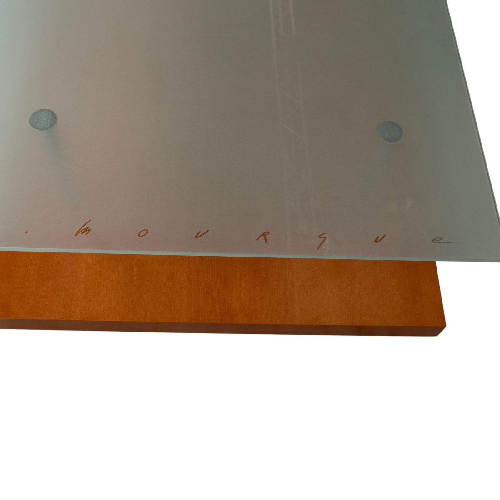 Table basse Ligne Roset en bois et verre, poirier brun, 120 x 78 cm photo vinterior
