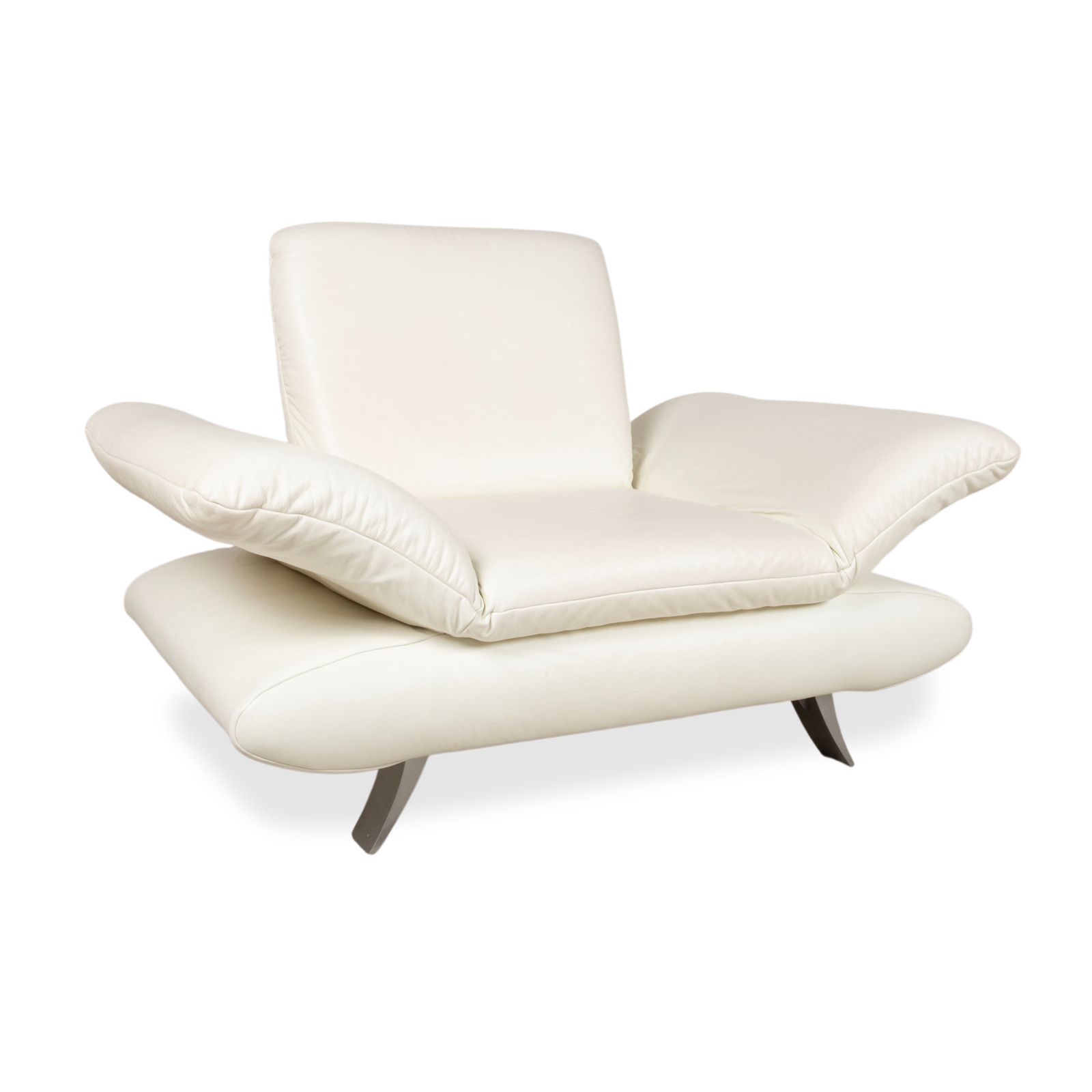 Fauteuil Koinor Rossini en cuir blanc crème, fonction manuelle