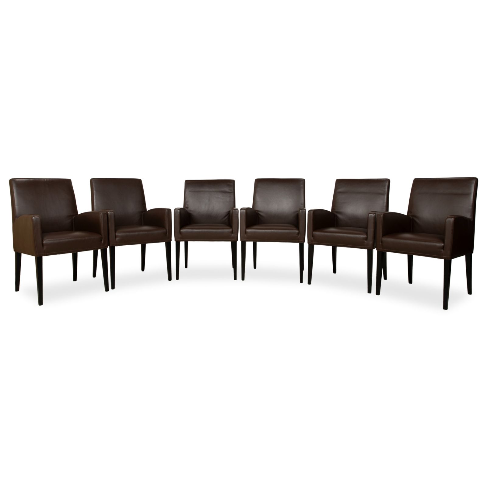 Lot de 6 chaises Wittmann Berlin en cuir, brun/brun foncé, pour salle à manger
