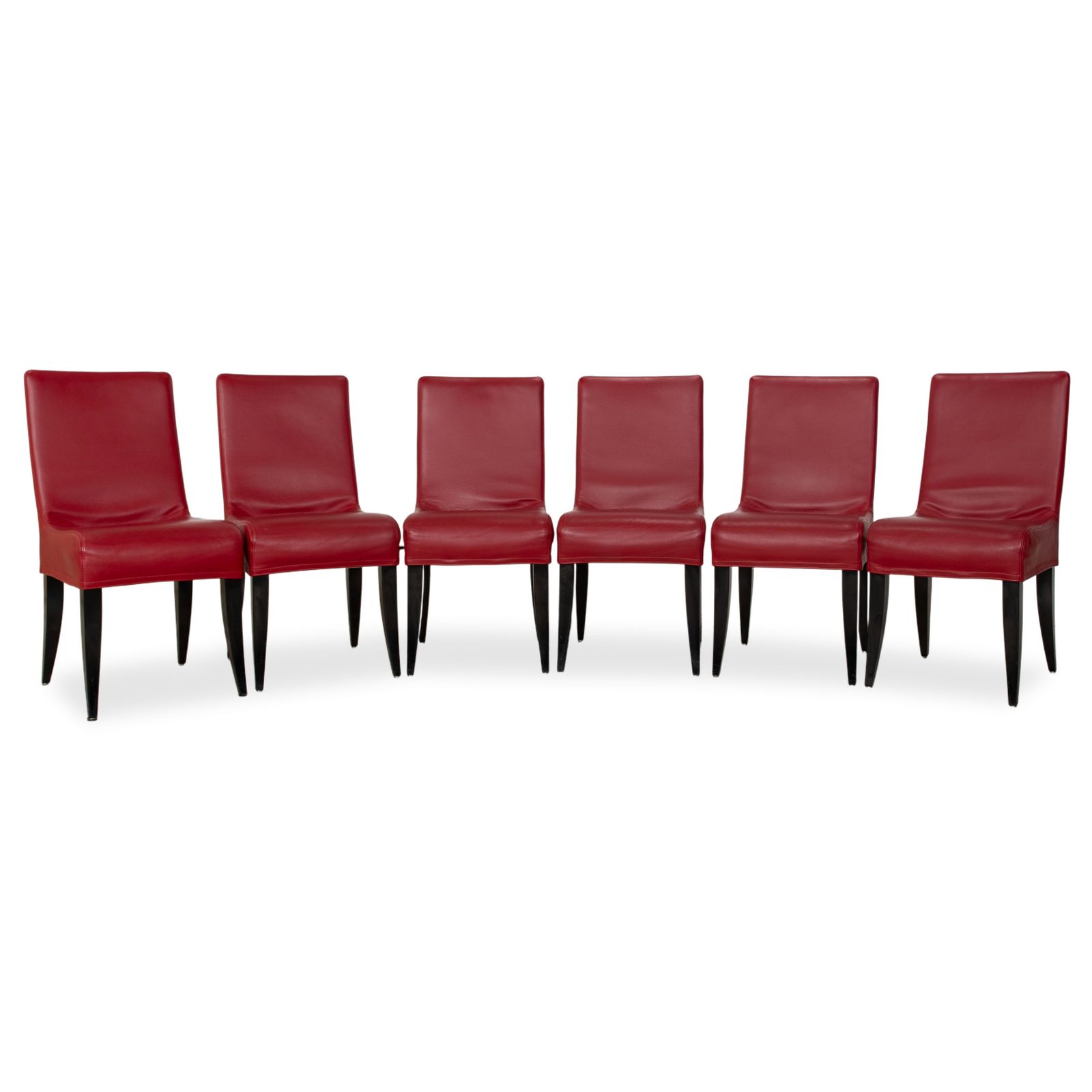 Lot de 6 chaises Wittmann Isis en cuir rouge, pour salle à manger