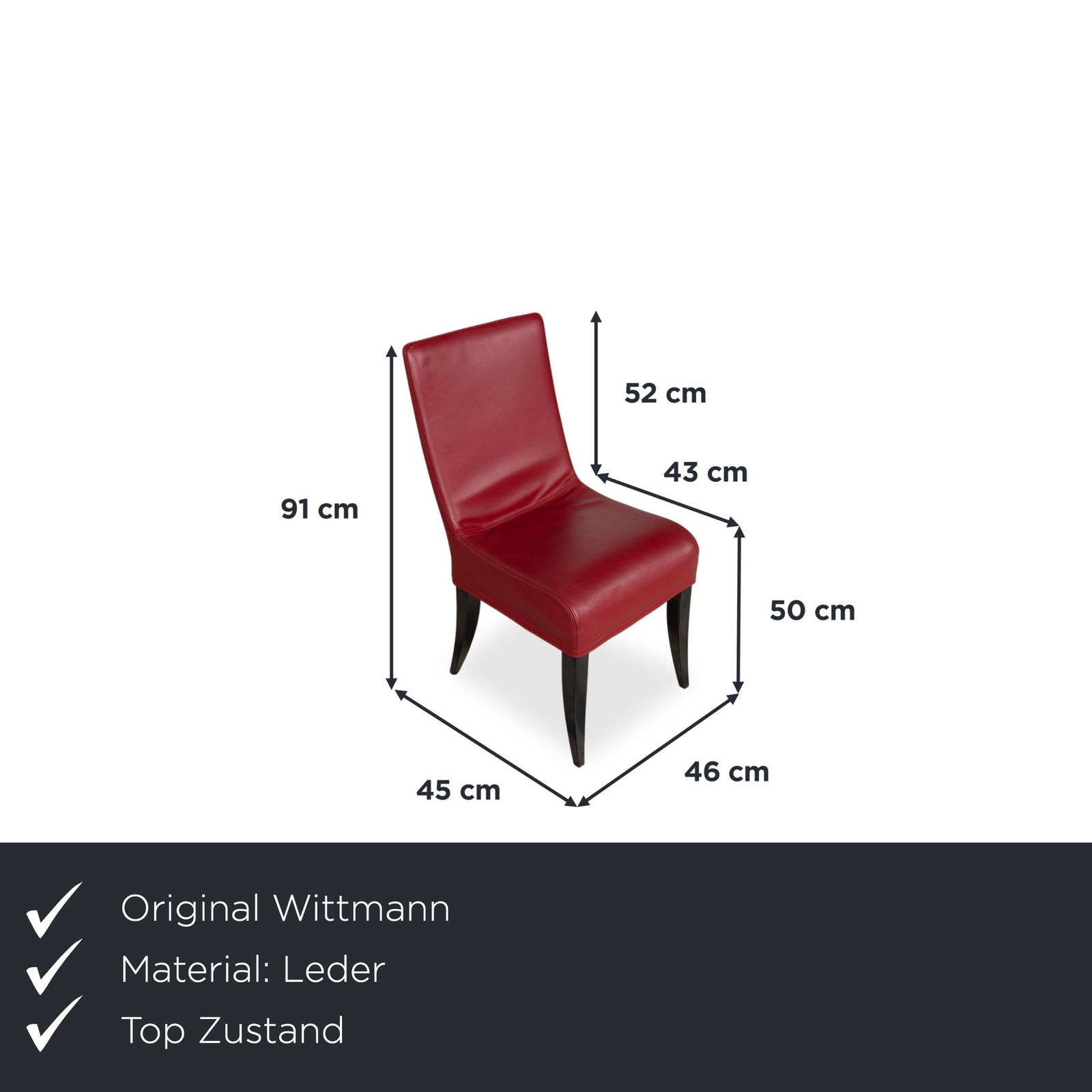 Lot de 6 chaises Wittmann Isis en cuir rouge, pour salle à manger photo furniture