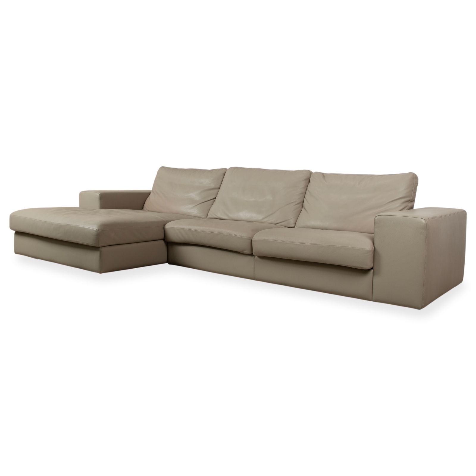 Canapé d'angle BoConcept Cenova en cuir beige crème, fonction manuelle