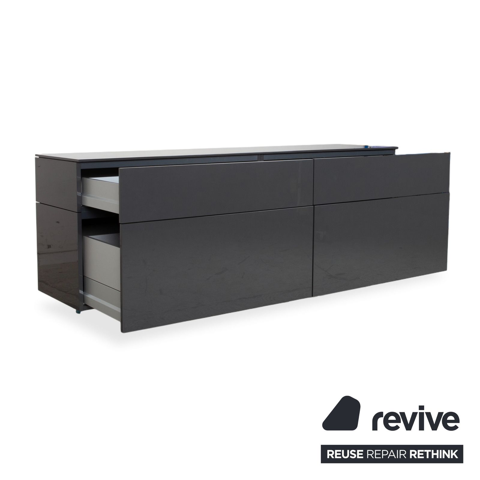 Buffet Interlübke Cube Change en bois, gris anthracite laqué brillant photo Mobilier