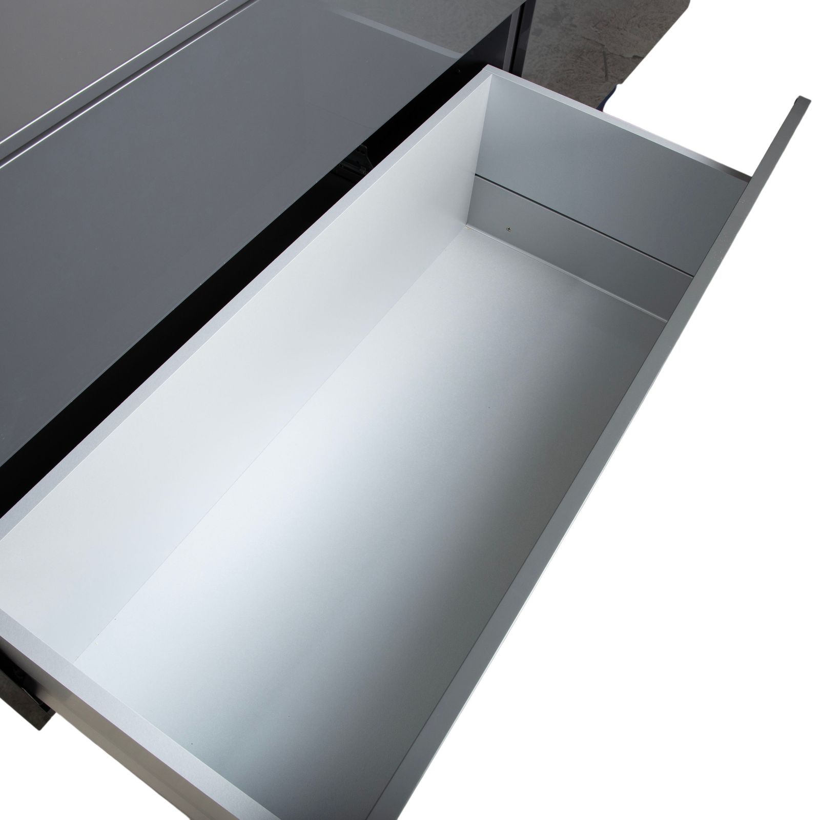 photo for sale Buffet Interlübke Cube Change en bois, gris anthracite laqué brillant