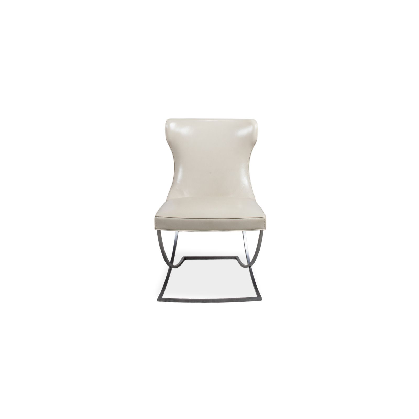 photo for sale Ensemble de 8 chaises Baxter Paloma en cuir, beige, blanc, chrome, salle à manger