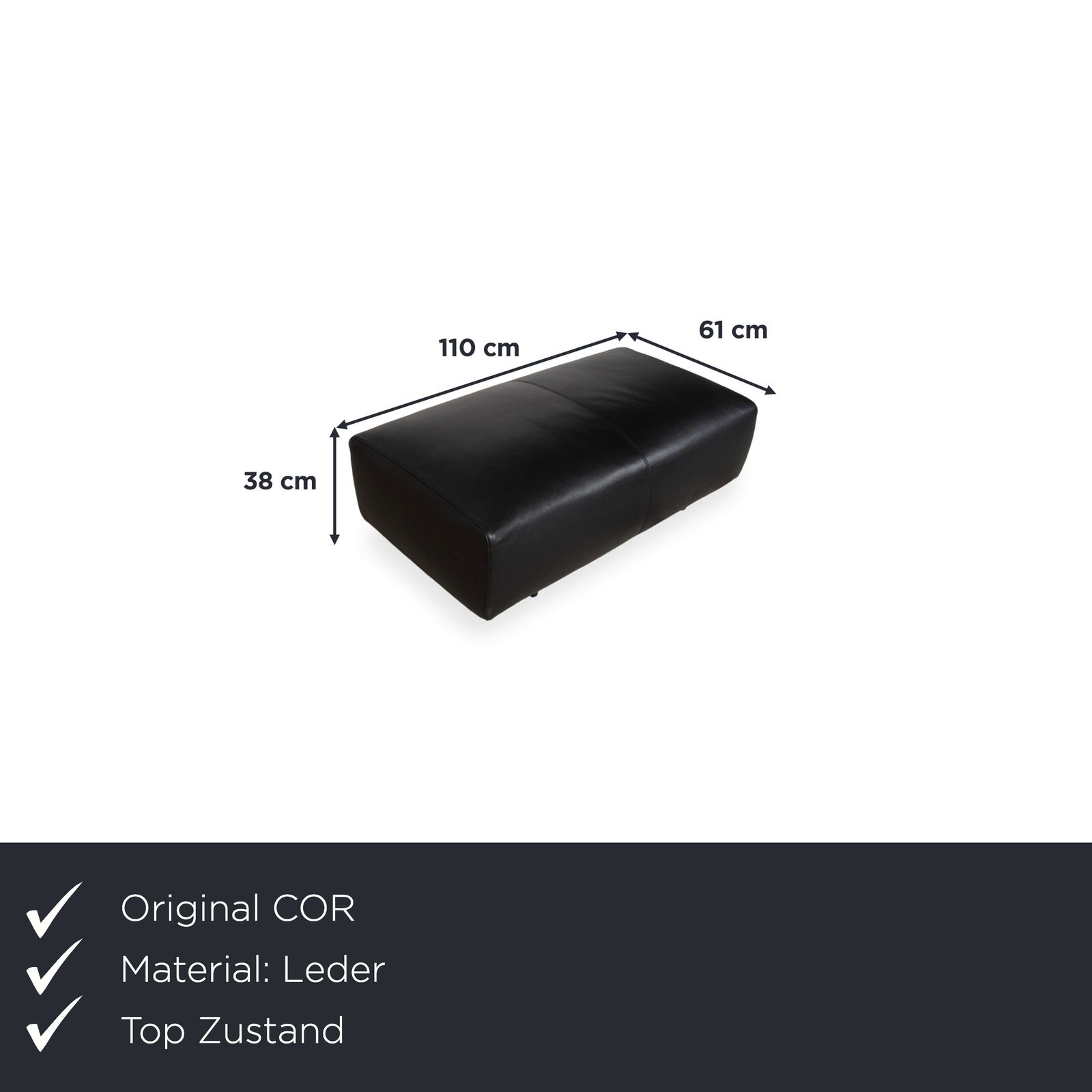 Pouf Cor Moss en cuir noir photo furniture