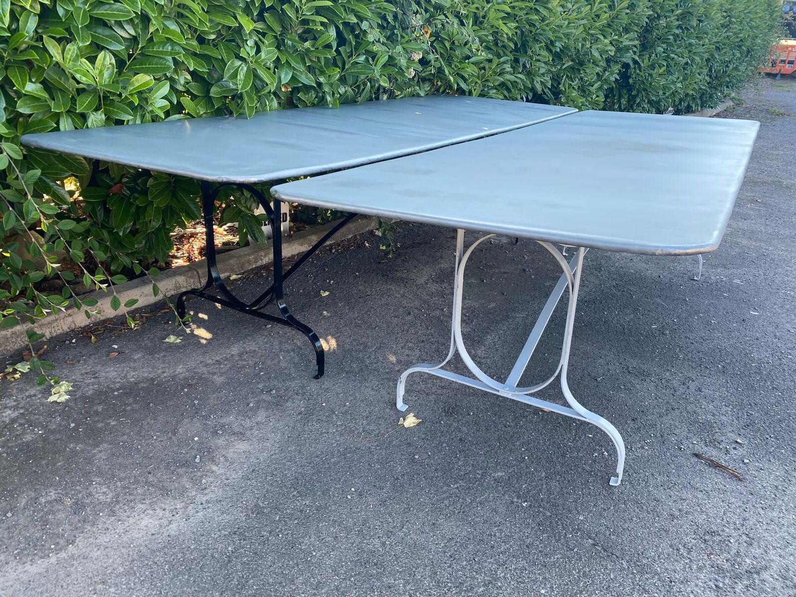 French Vintage Large Round Zinc Top Garden Table 135cm Seat 6 8 photo furniture
