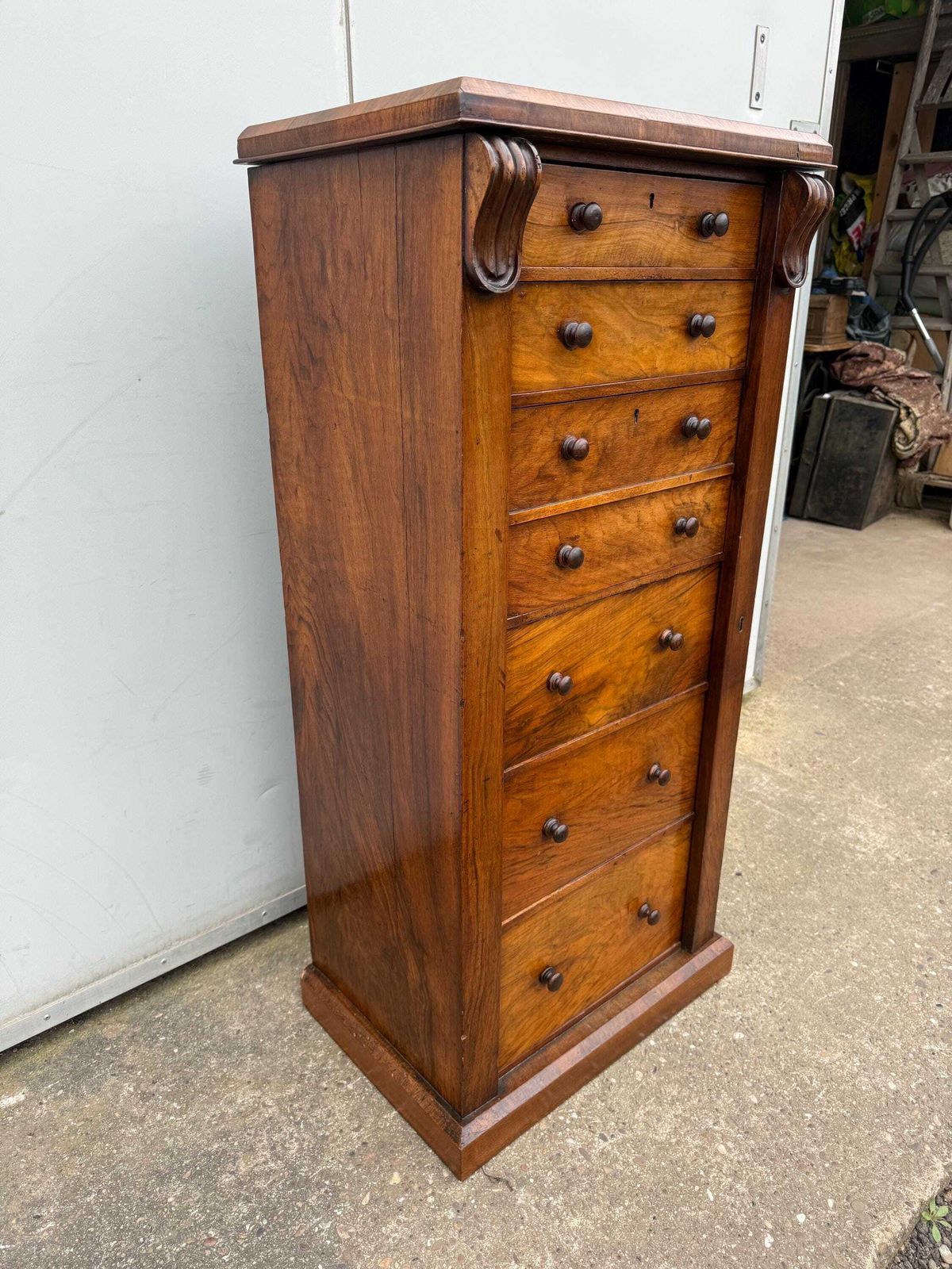 Victorian Mahogany Wellington Chest Of Drawers With Secretaire photo Furniture