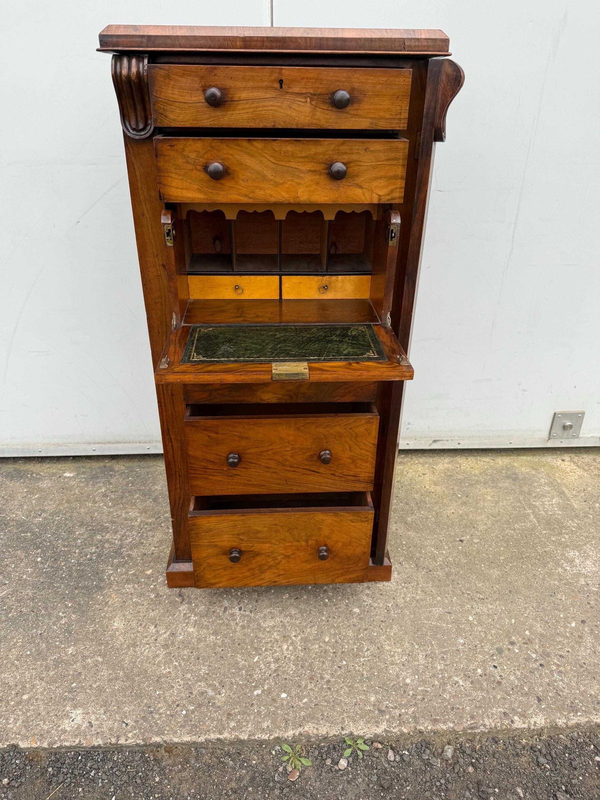 photo for sale Victorian Mahogany Wellington Chest Of Drawers With Secretaire
