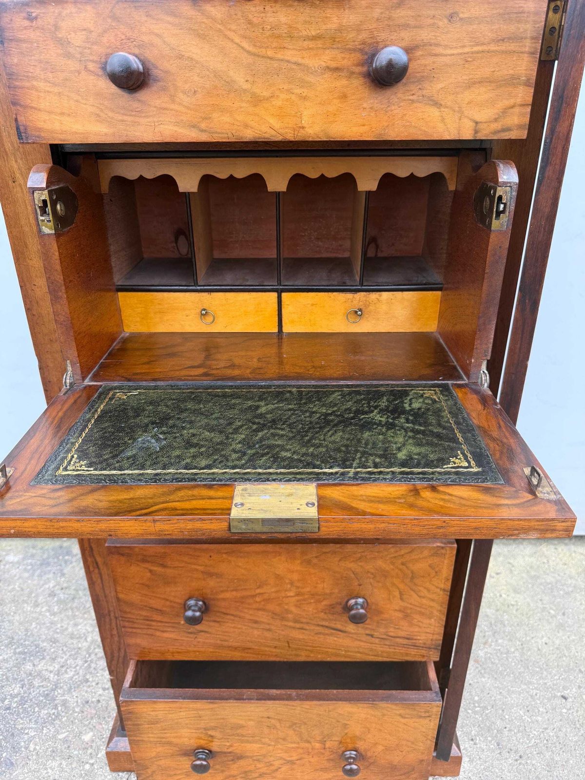Furniture Victorian Mahogany Wellington Chest Of Drawers With Secretaire photo
