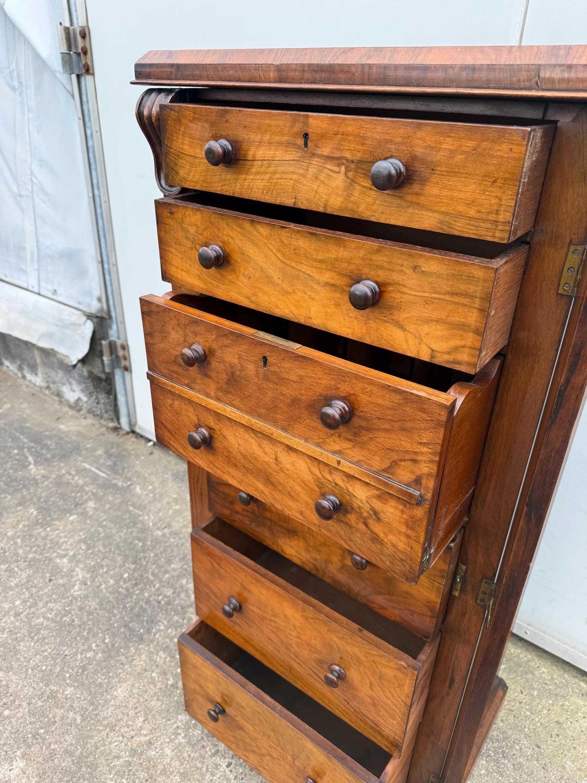 photo buy Victorian Mahogany Wellington Chest Of Drawers With Secretaire