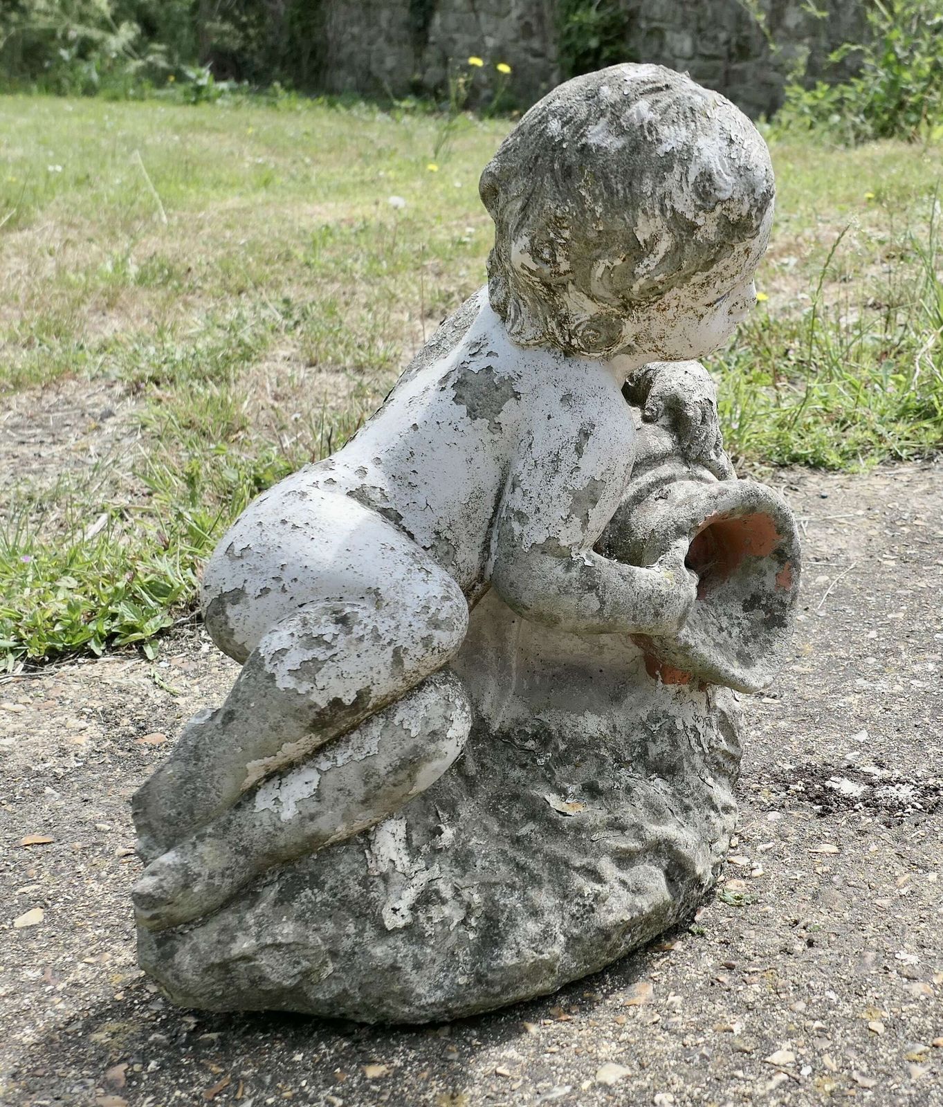 Garden Statue Of A Cherub Holding An Urn Water Feature A Lovely Little Piece Well Weather photo 840.0
