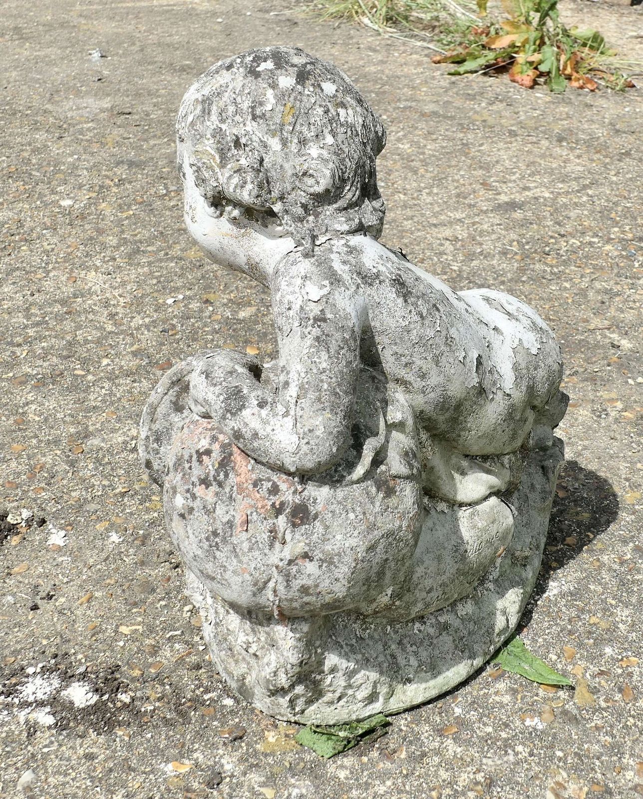 Garden Statue Of A Cherub Holding An Urn Water Feature A Lovely Little Piece Well Weather photo vinterior