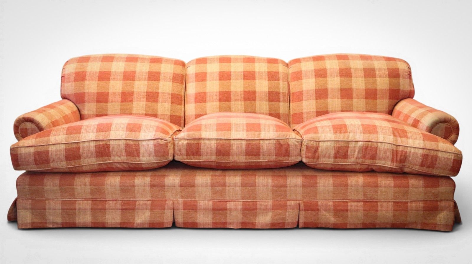 George Smith Large 3 Seater Signature Short Scroll Arm Sofa Gingham Rrp£12000 🚚