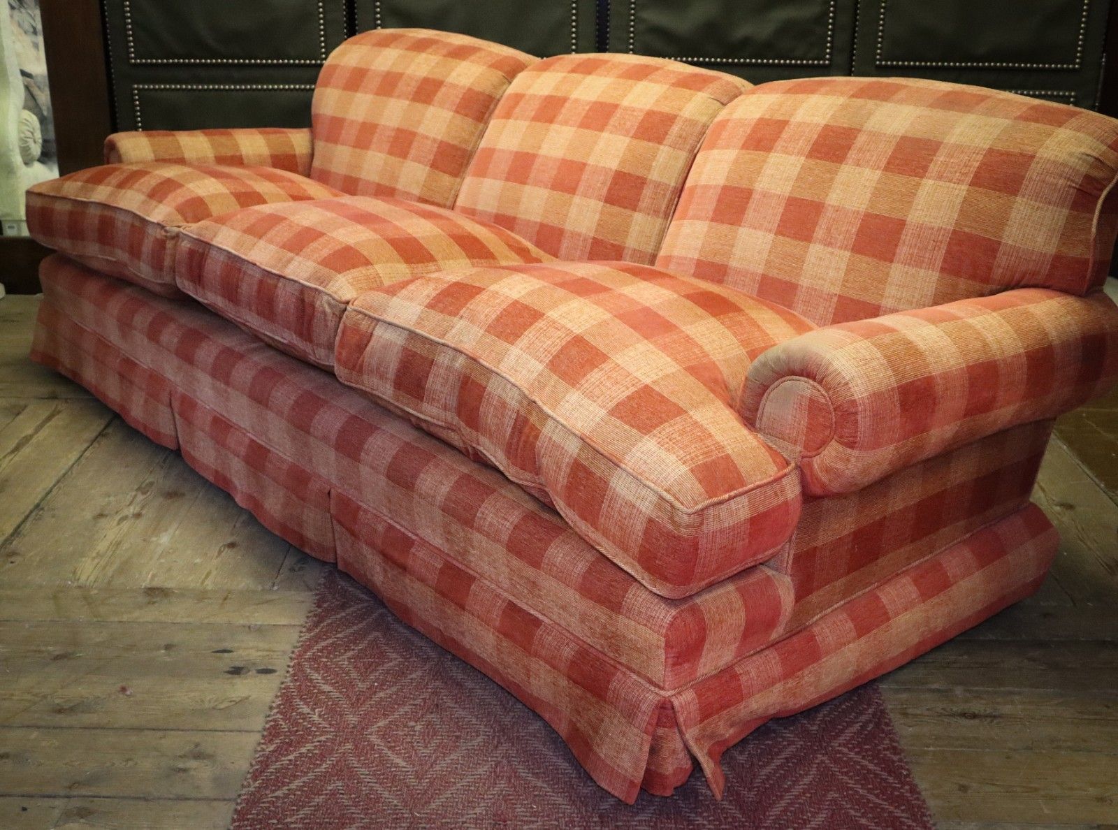 George Smith Large 3 Seater Signature Short Scroll Arm Sofa Gingham Rrp£12000 🚚 photo vinterior
