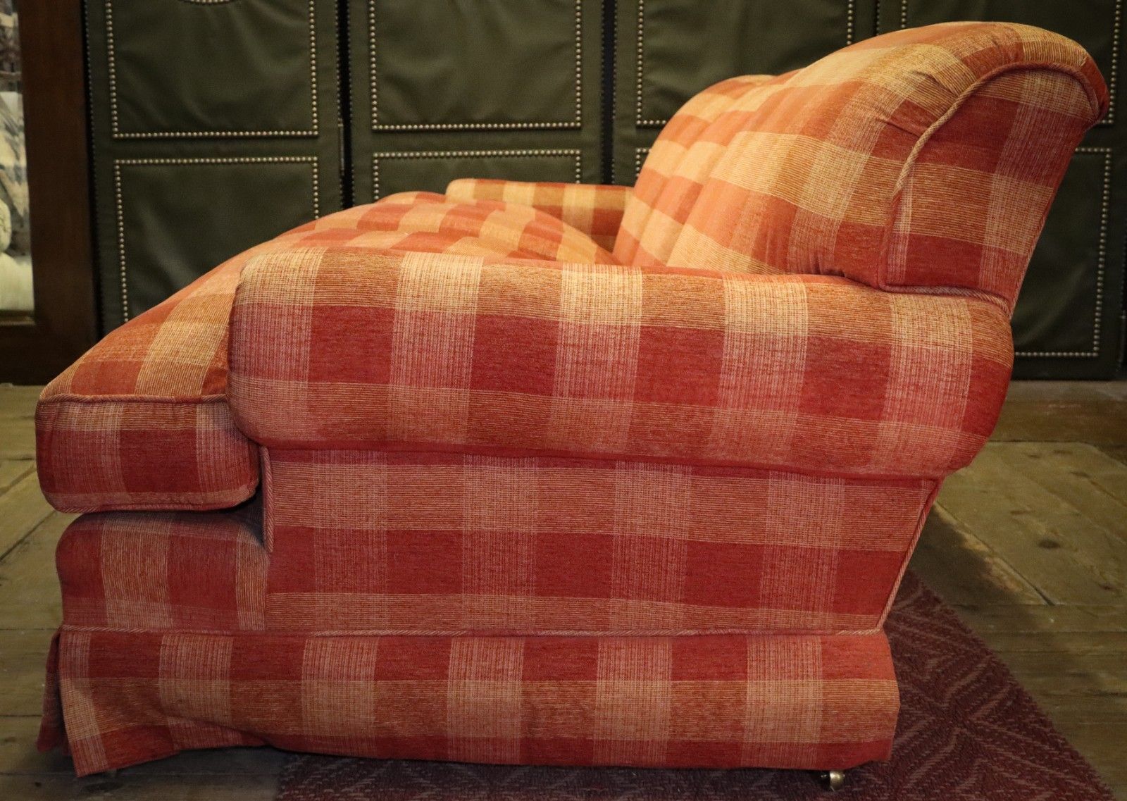 George Smith Large 3 Seater Signature Short Scroll Arm Sofa Gingham Rrp£12000 🚚 photo vintage