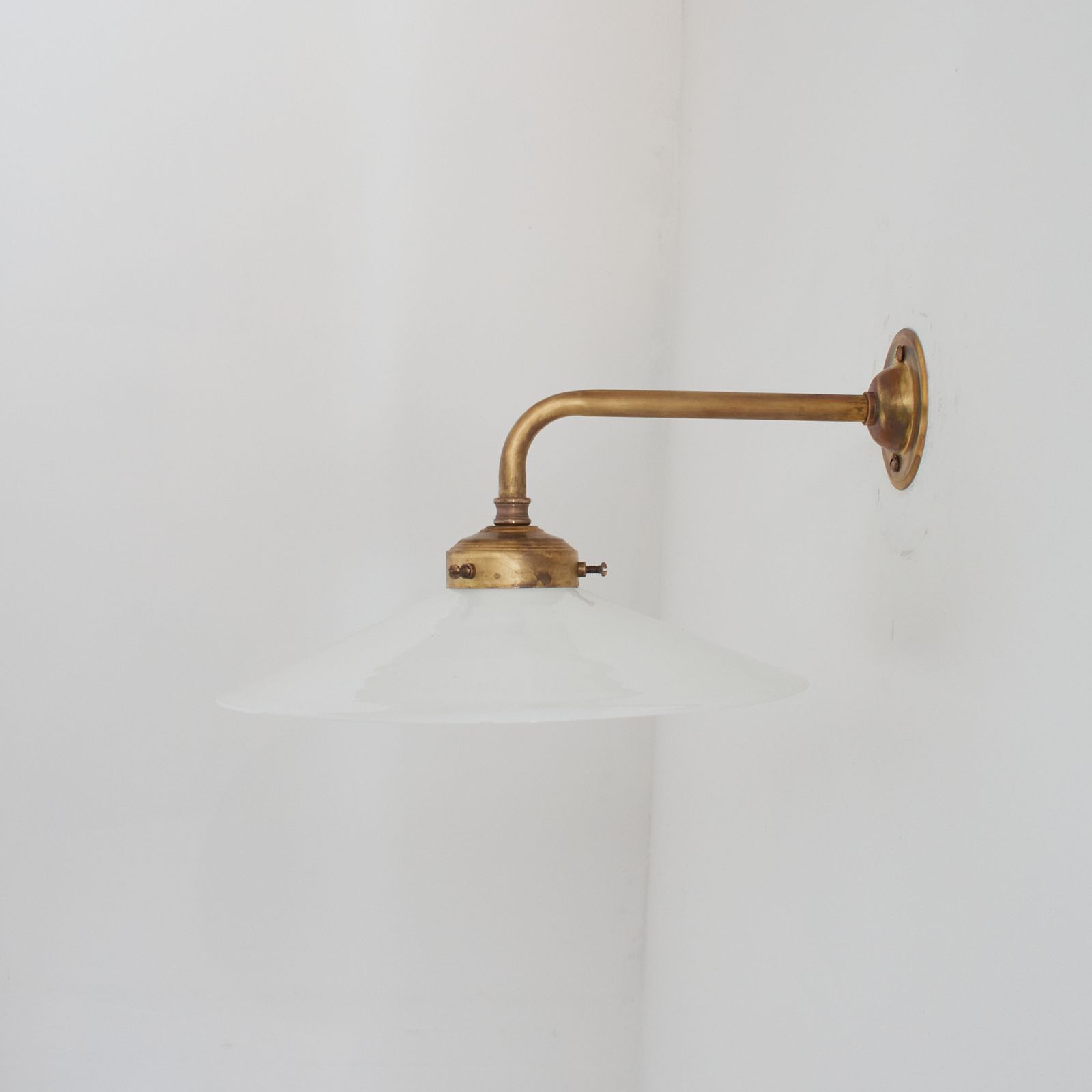 Antique French Coolie Milk Glass Kitchen Task Wall Light  Short Arm  Flat photo for sale