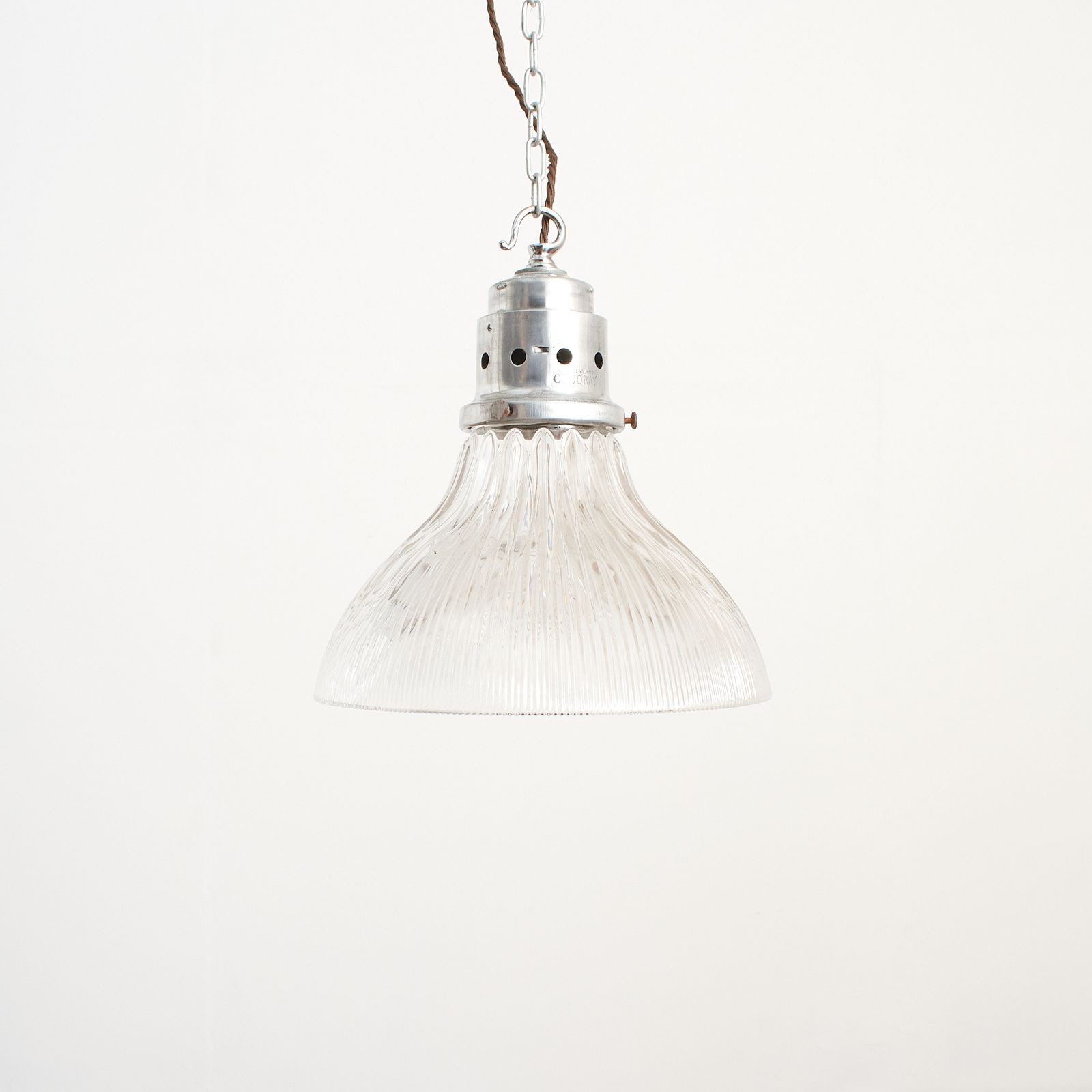 Antique Reclaimed Glass Holophane Pendant Light – Af