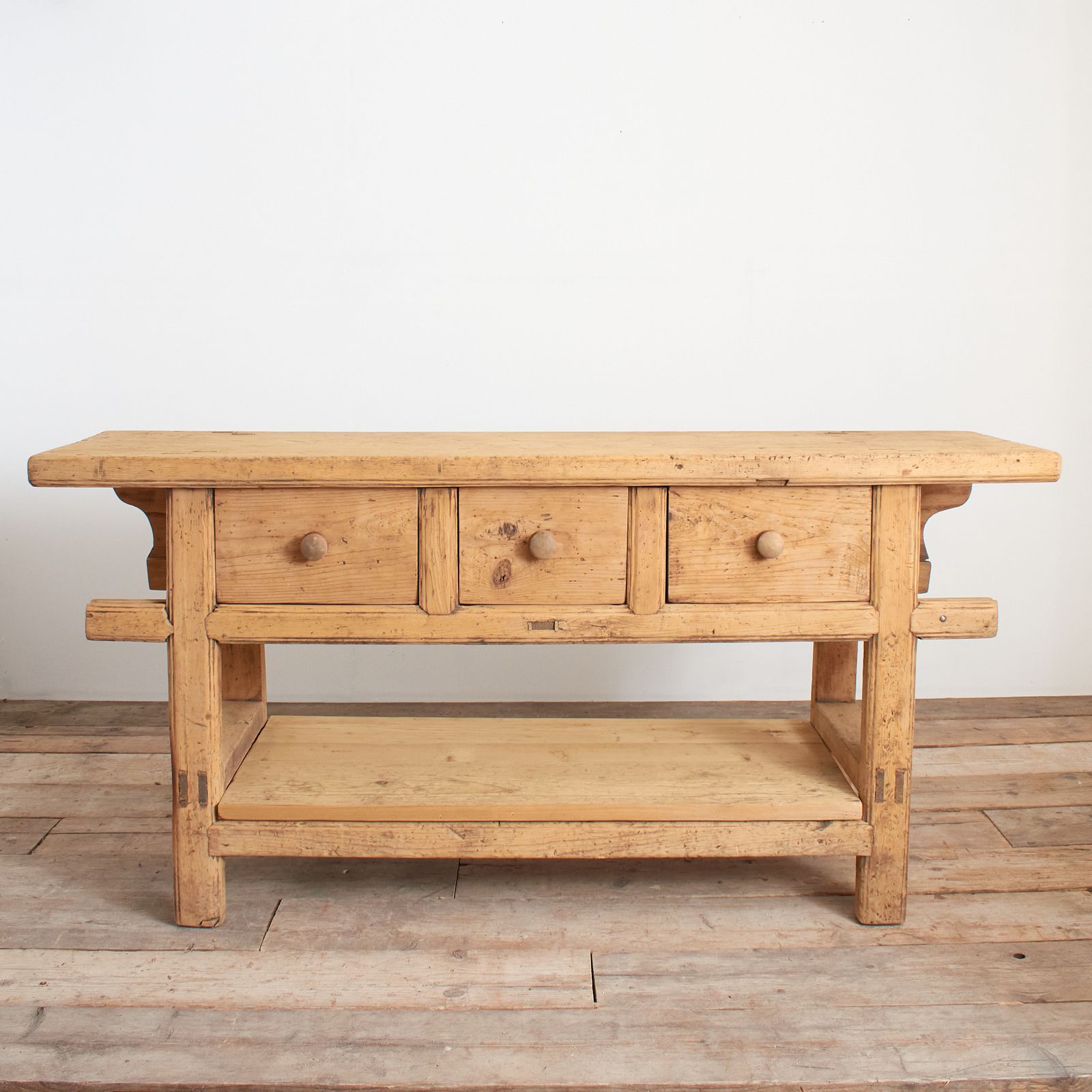 Rustic Reclaimed Antique Console Kitchen Island Bakers Table – C photo furniture