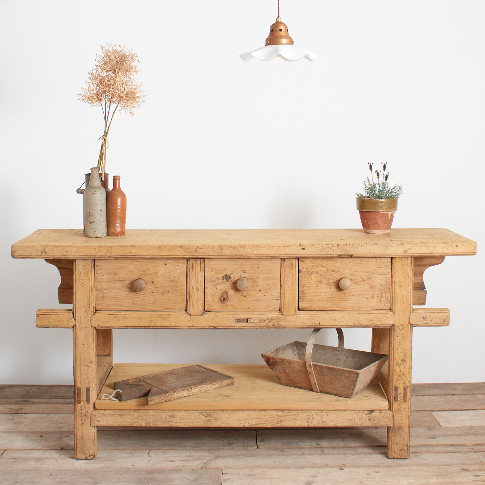 Rustic Reclaimed Antique Console Kitchen Island Bakers Table – C photo for sale