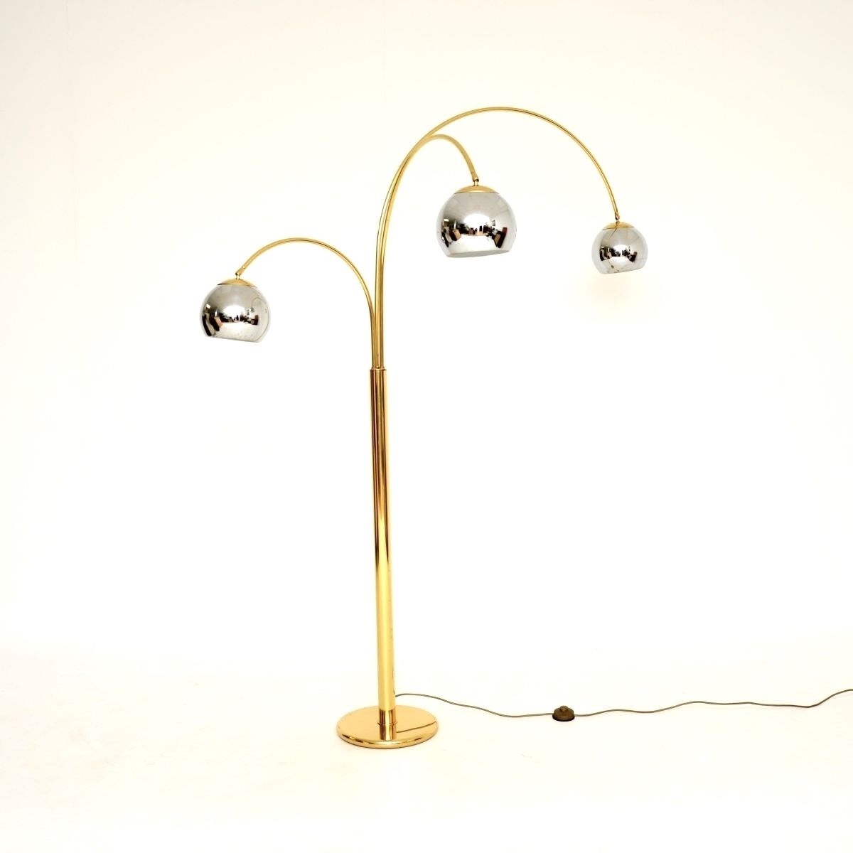 Vintage Italian Brass And Chrome Arc Floor Lamp photo Lighting