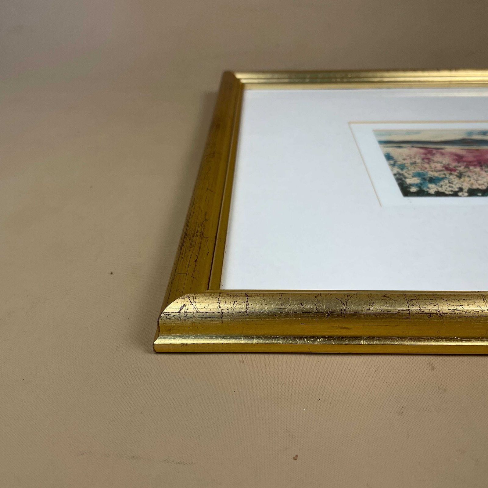 Cape Town Landscape Print Signed Mike Fitzpatrick 1993 Floral Field Framed Gold Wall Art South Africa Travel Art Collectible photo furniture