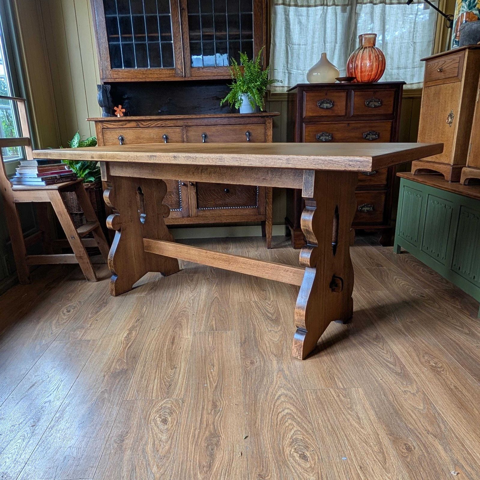 Antique Oak Refectory Table, 1920s