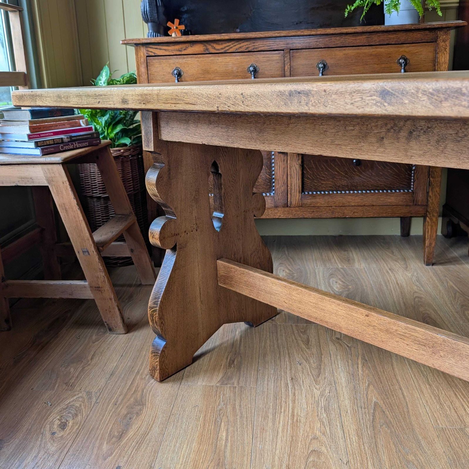 Antique Oak Refectory Table, 1920s photo Furniture