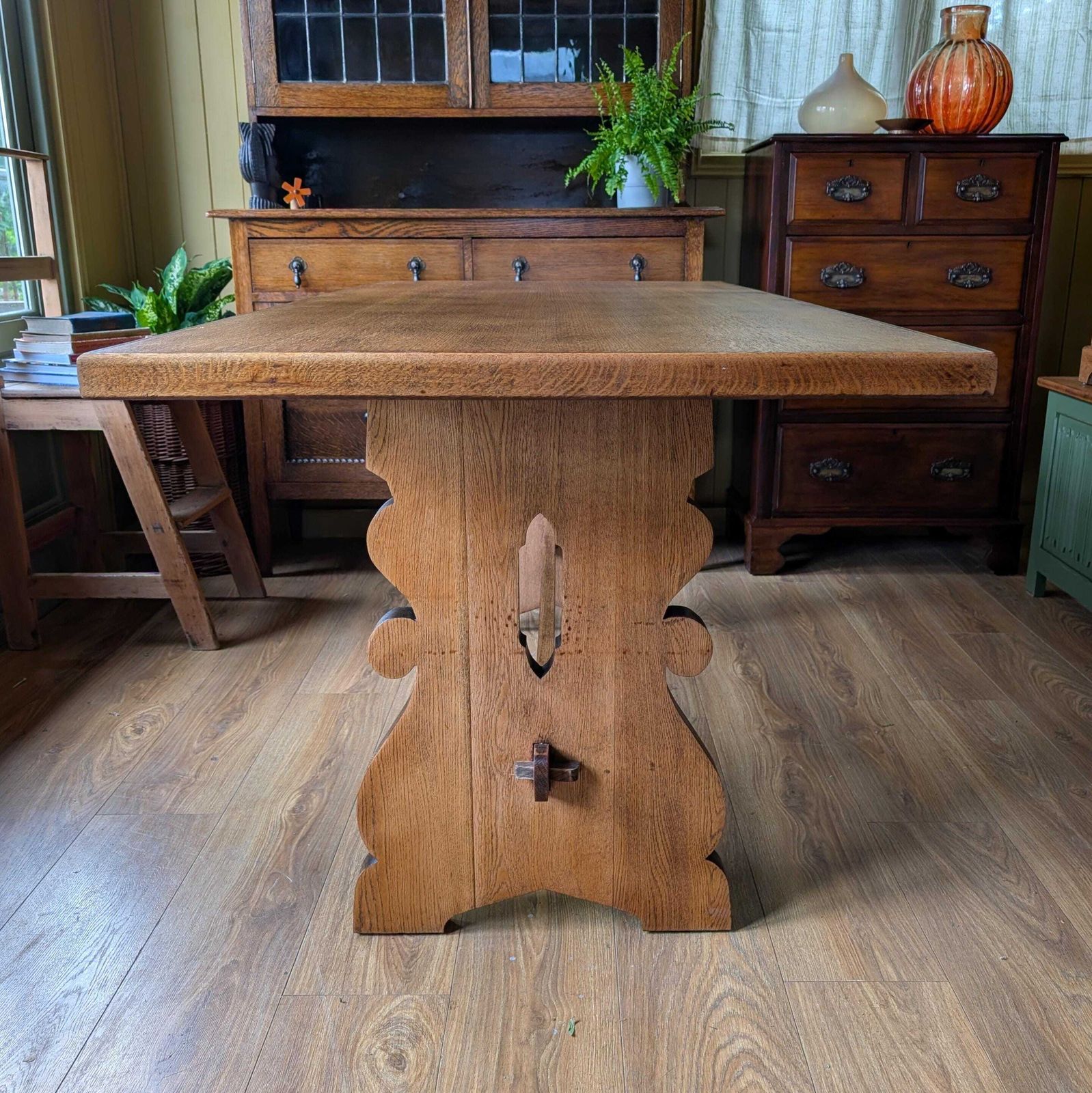Antique Oak Refectory Table, 1920s photo vinterior
