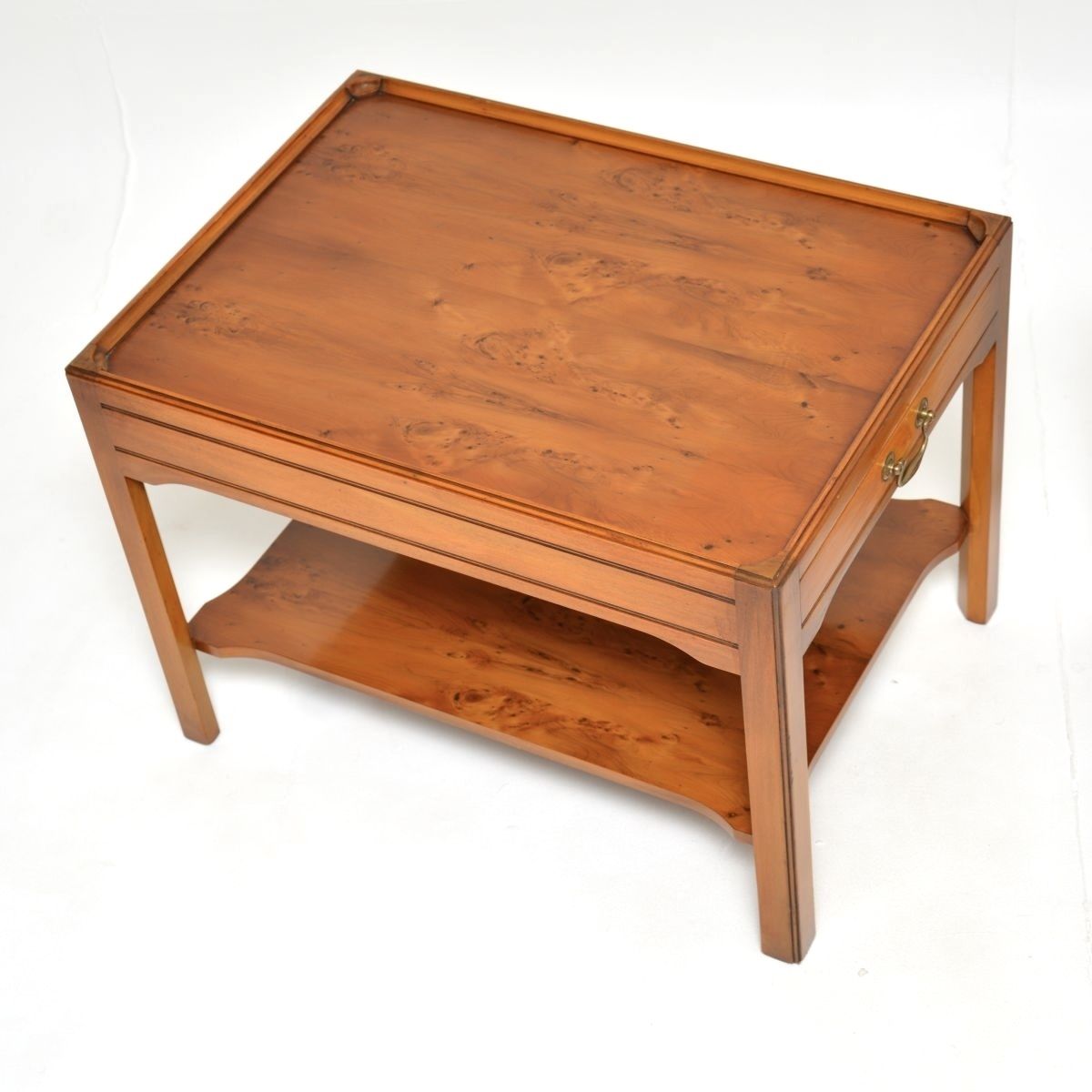 Pair Of Antique Georgian Style Yew Wood Side Tables photo 813.0