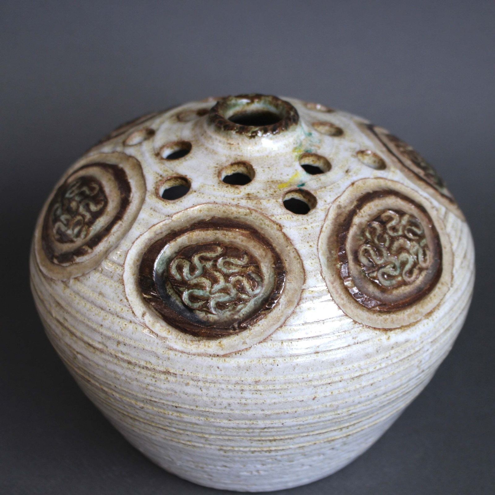 Vintage French Ceramic Flower Holder By Marcel Giraud (Circa 1960s) photo 720.0