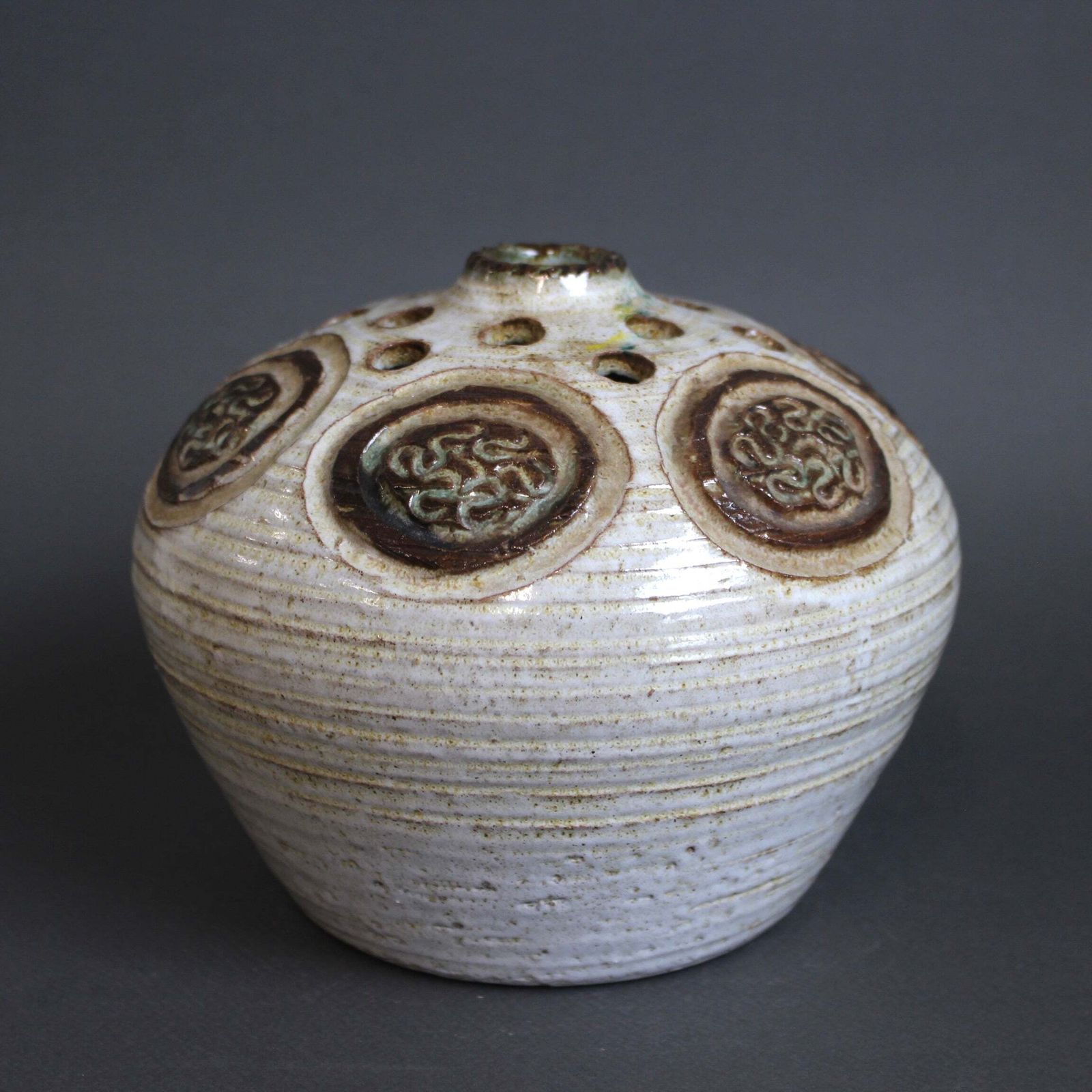 Vintage French Ceramic Flower Holder By Marcel Giraud (Circa 1960s) photo vinterior