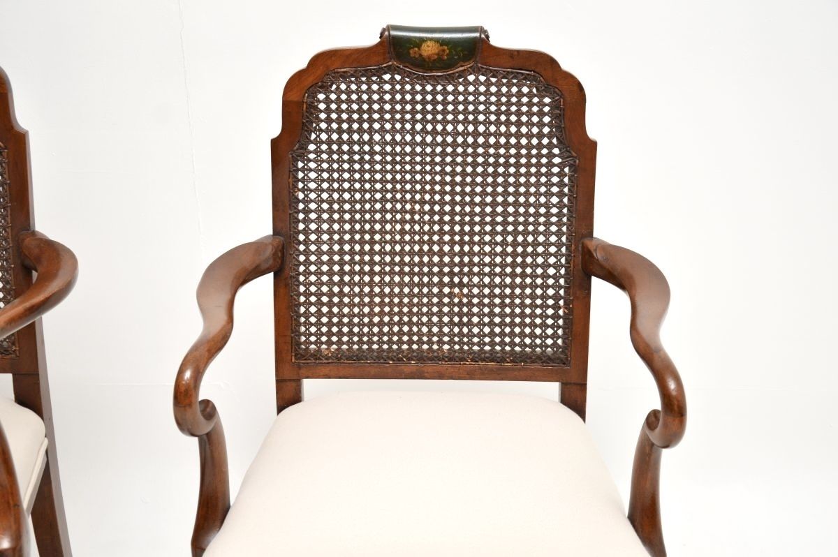 Pair Of Antique Edwardian Lacquered Walnut And Cane Armchairs photo 2145.0