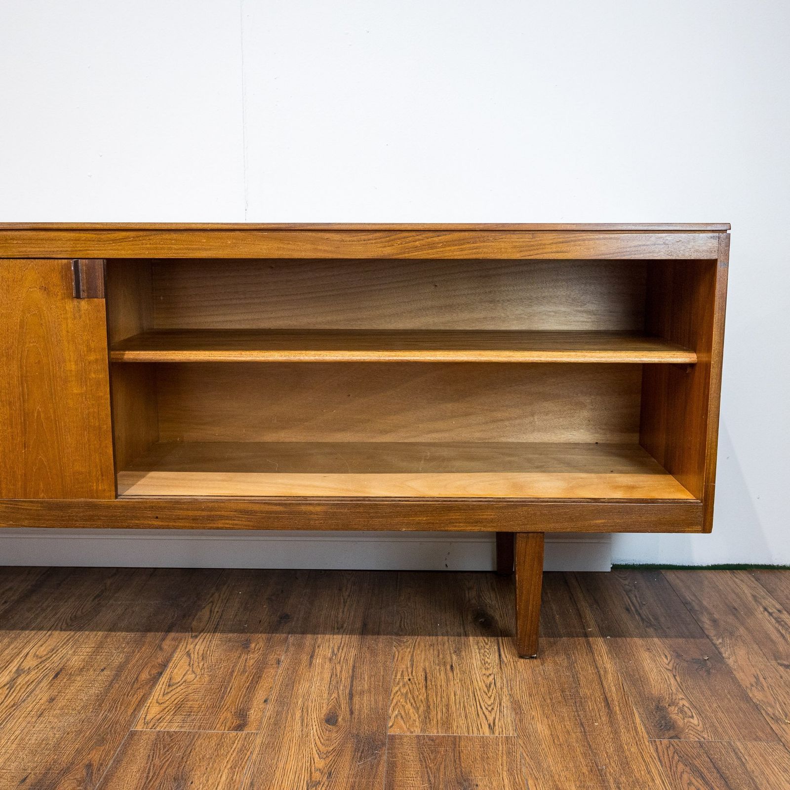 1195.0 Archie Shine Long Teak Sliding Door Sideboard photo